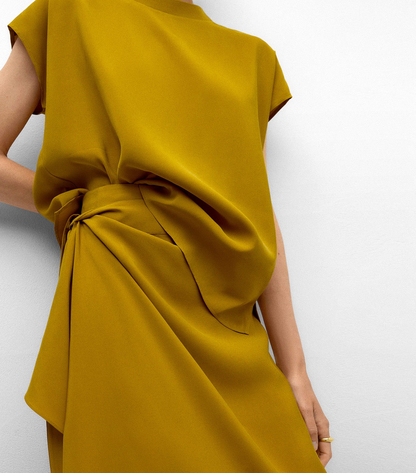 Draped Skirt with Knot Yellow Tumeric