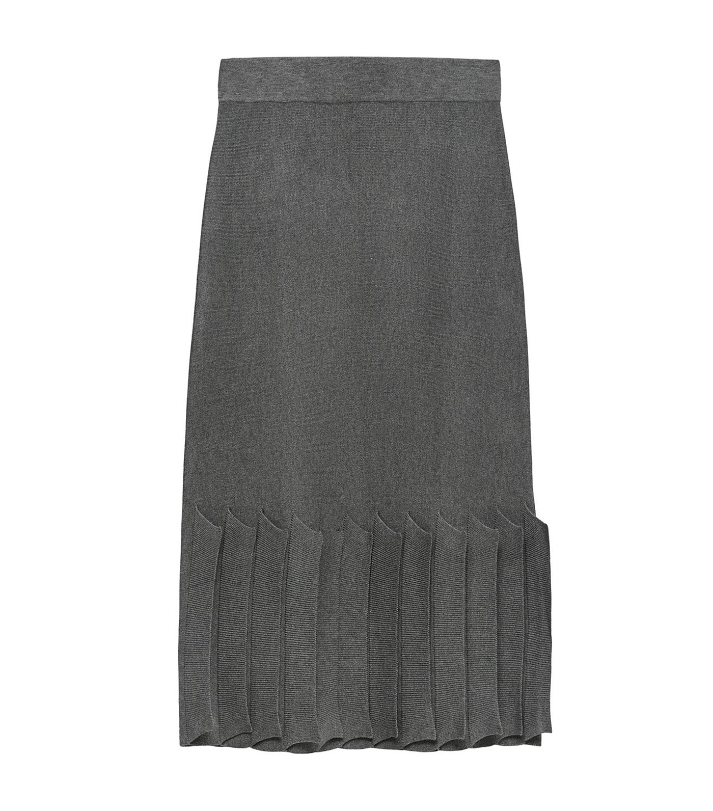 Pleated Hem Knit Skirt Gray Melange