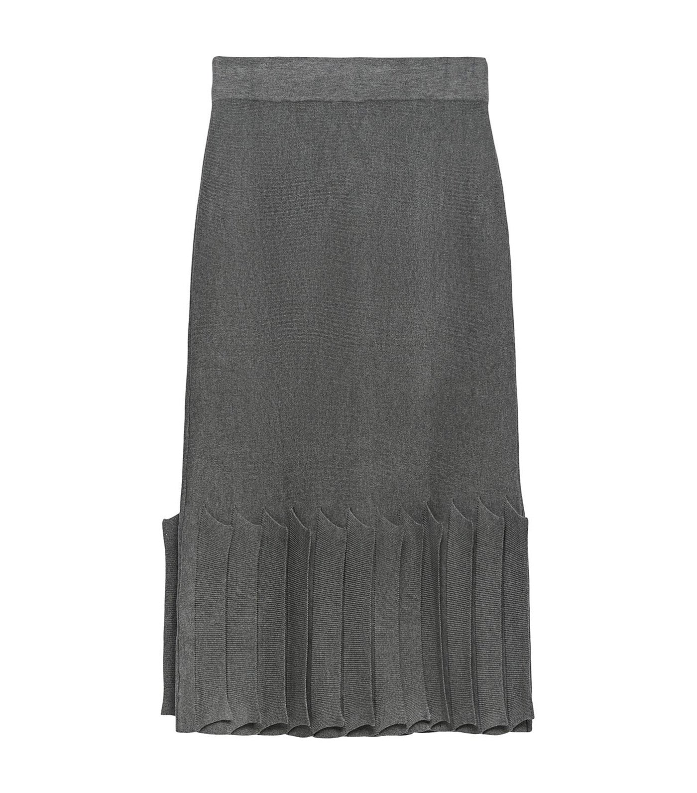 Pleated Hem Knit Skirt Gray Melange