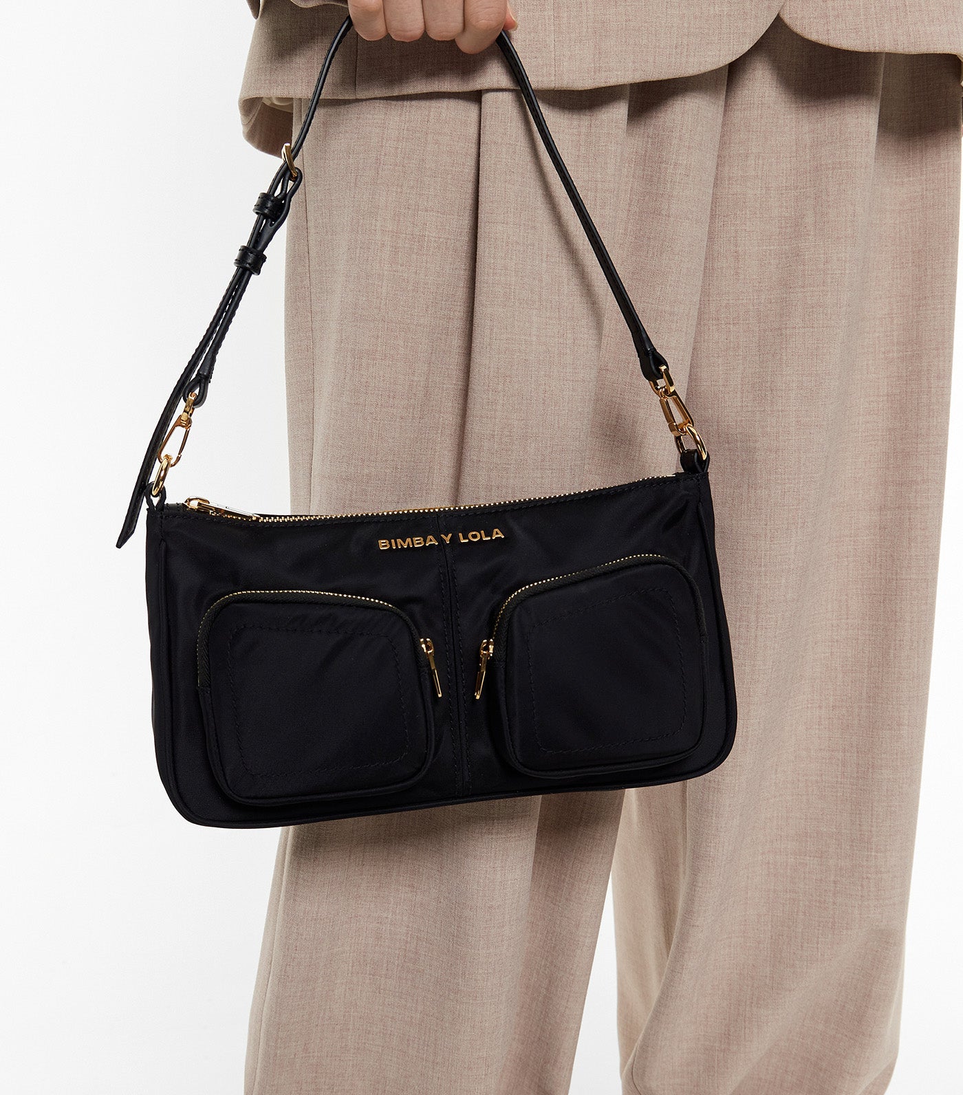 Small Nylon Pocket Crossbody Bag Black