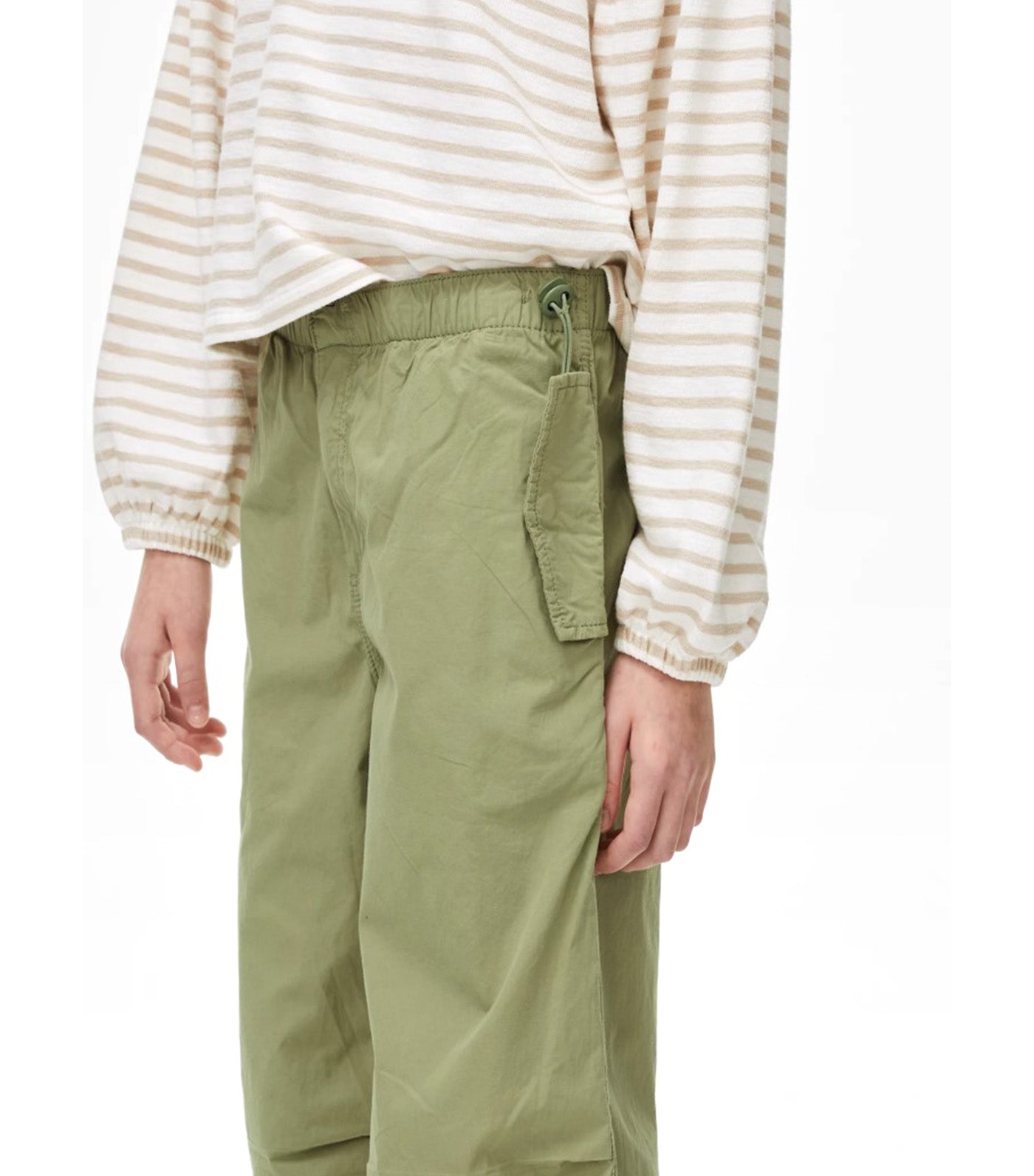 Pure Cotton Parachute Trousers Khaki