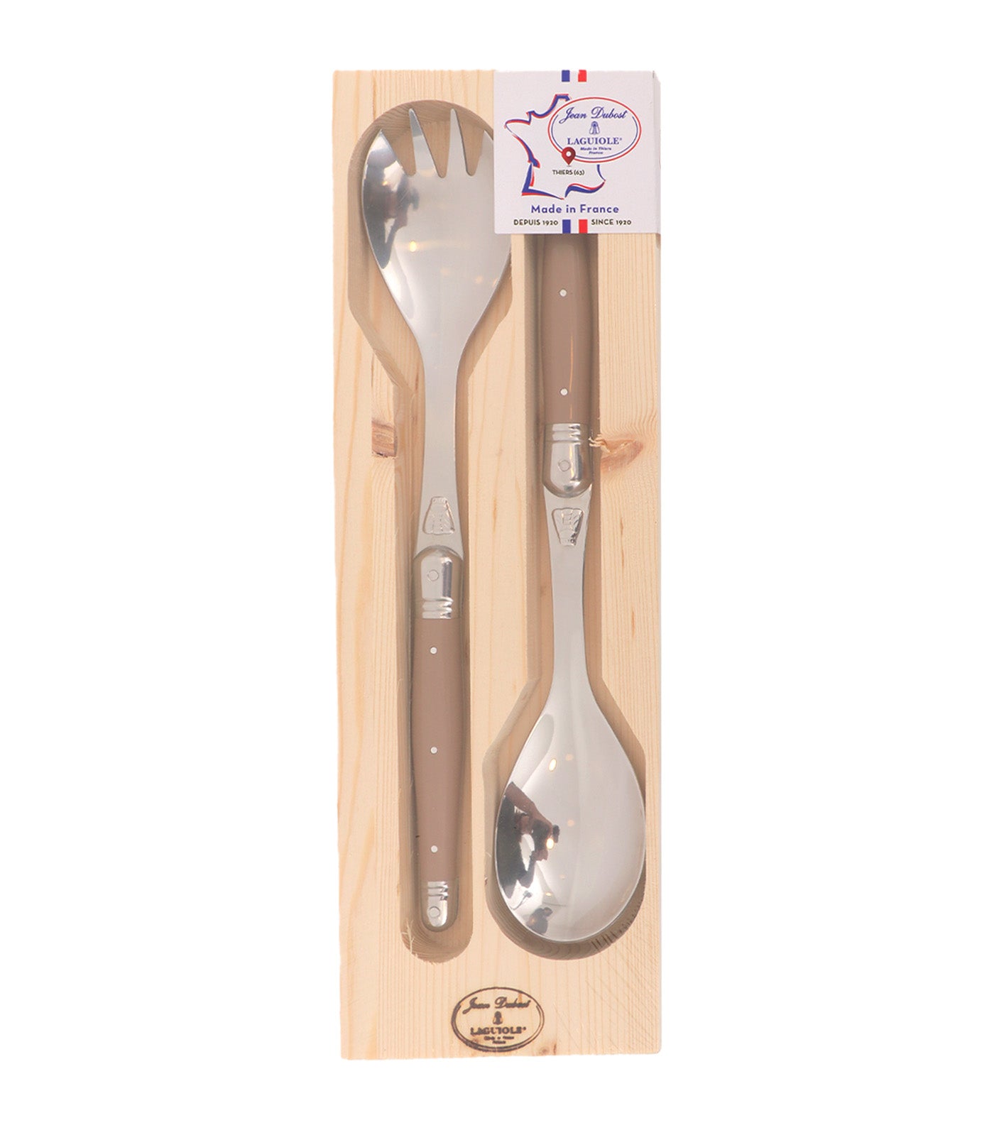 2-Piece Laguiole Salad Set With ABS Handle And Open Wood Box
