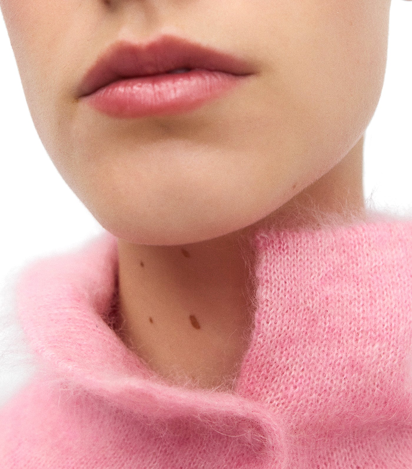 Funnel Neck Short Cardigan Pink