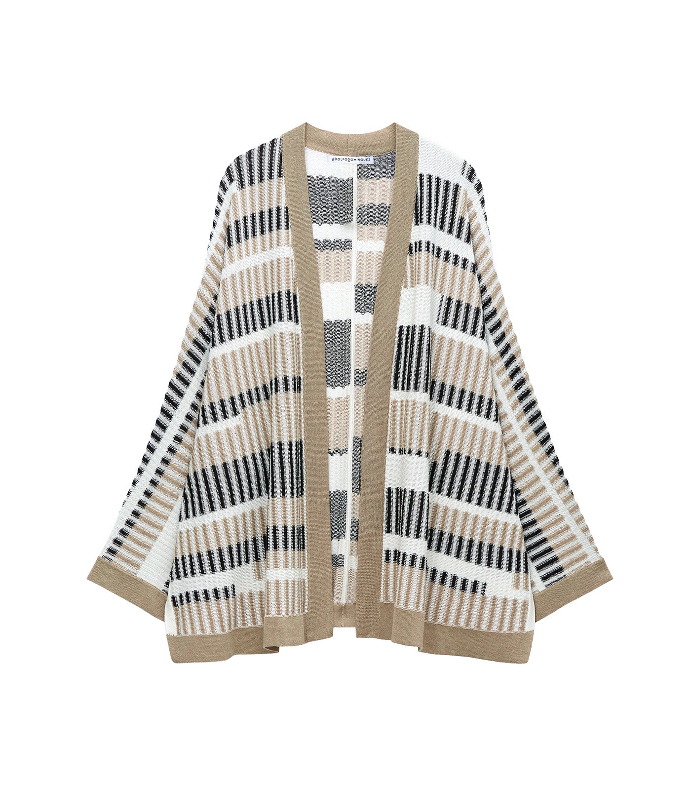 Irregular Striped Jacquard Knit Jacket Black/Ecru