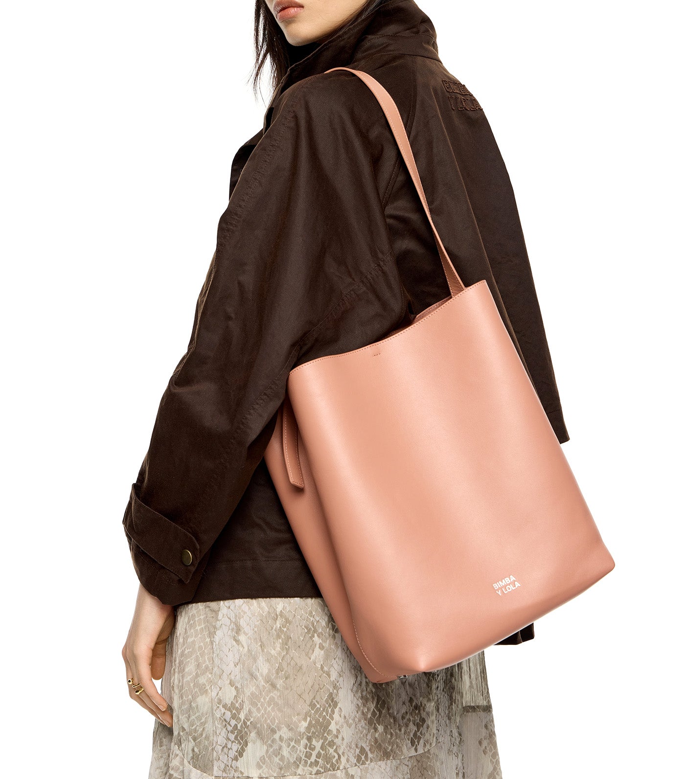 Bimba Y Lola Large Leather Carlino Bag Pink