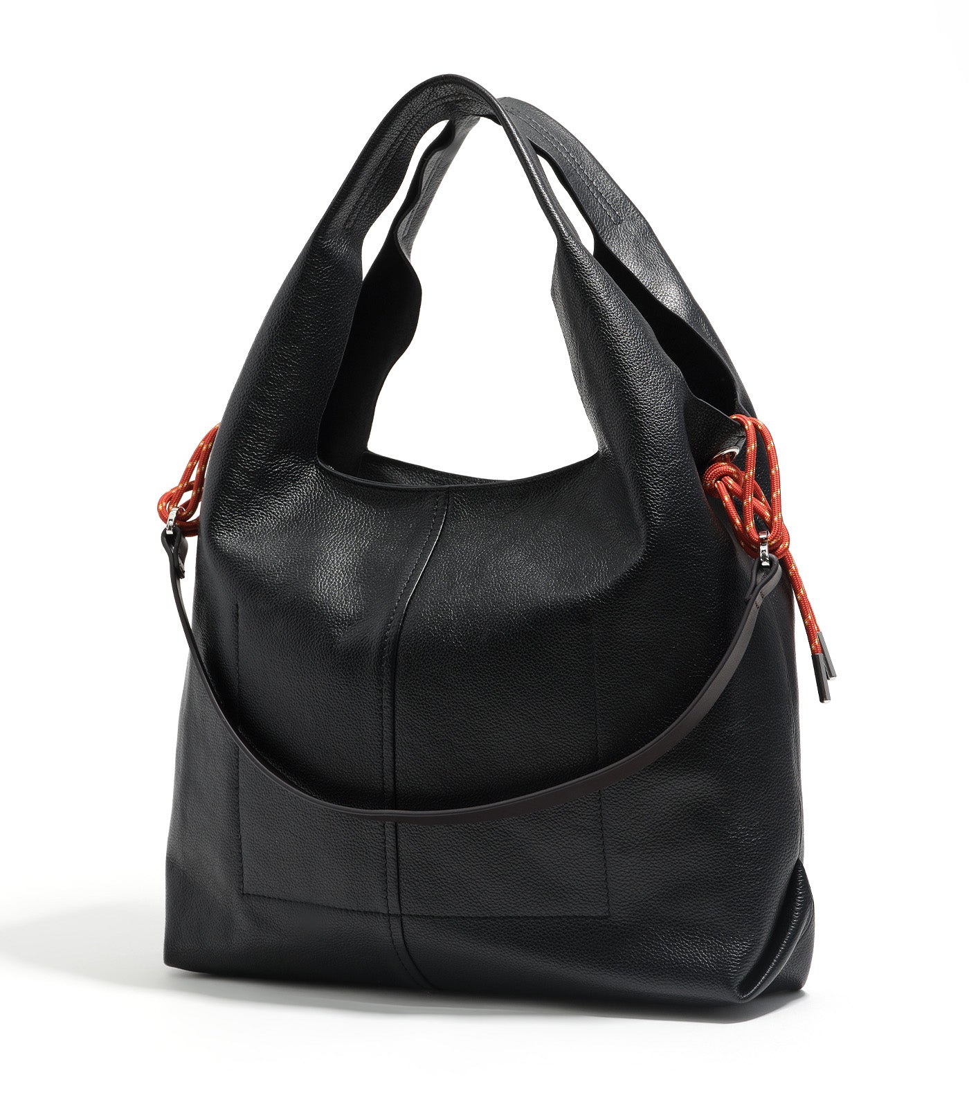 Large Leather Paper Bag Black