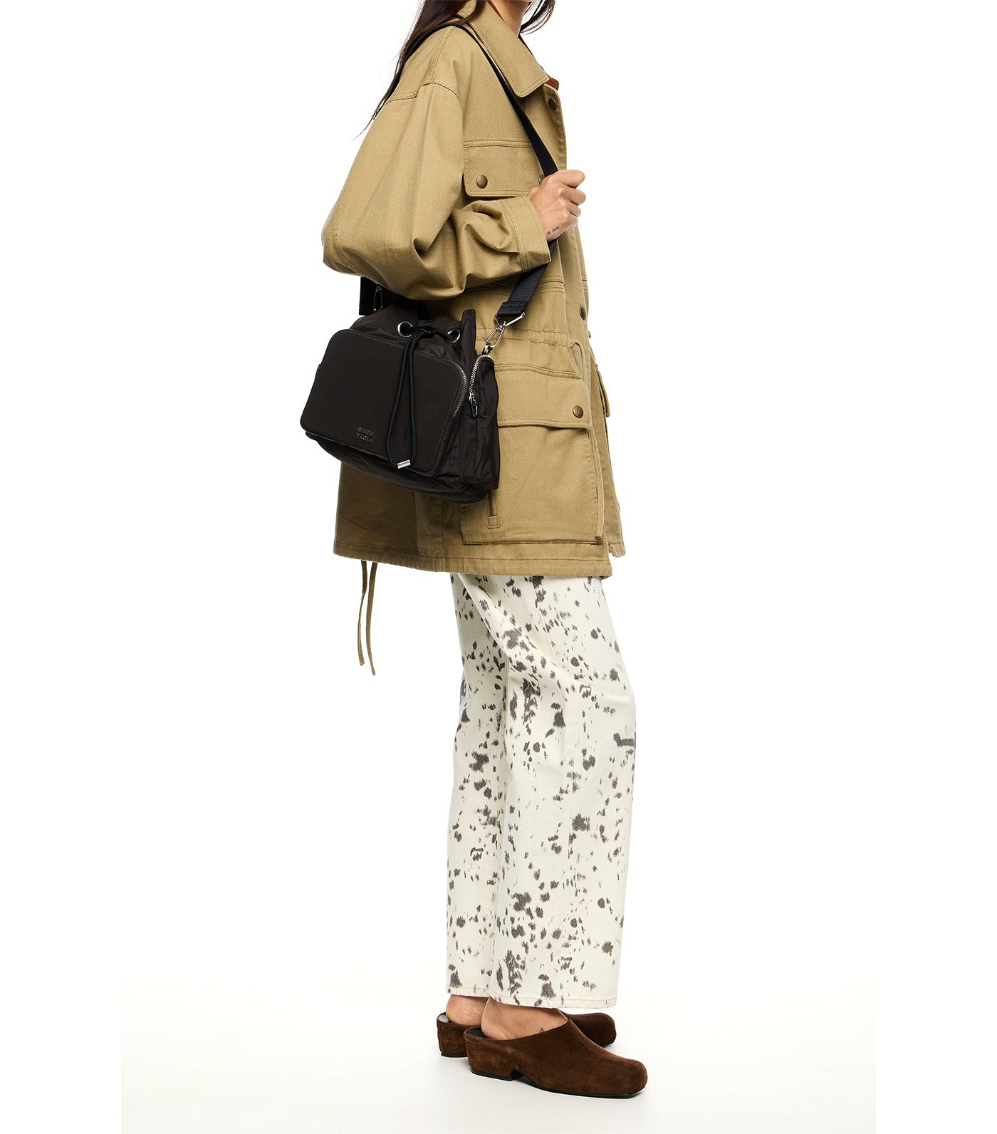 Nylon Pocket Bucket Bag Charcoal