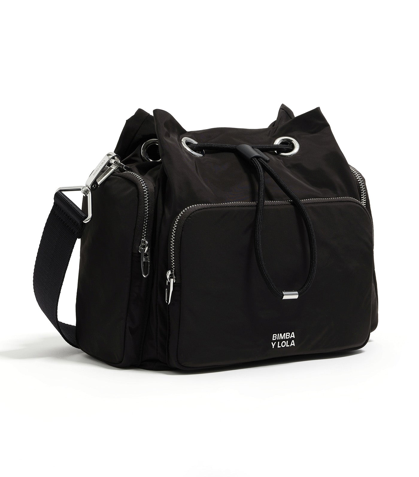 Nylon Pocket Bucket Bag Charcoal