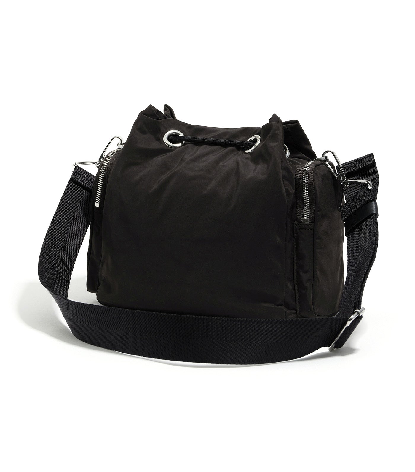 Nylon Pocket Bucket Bag Charcoal