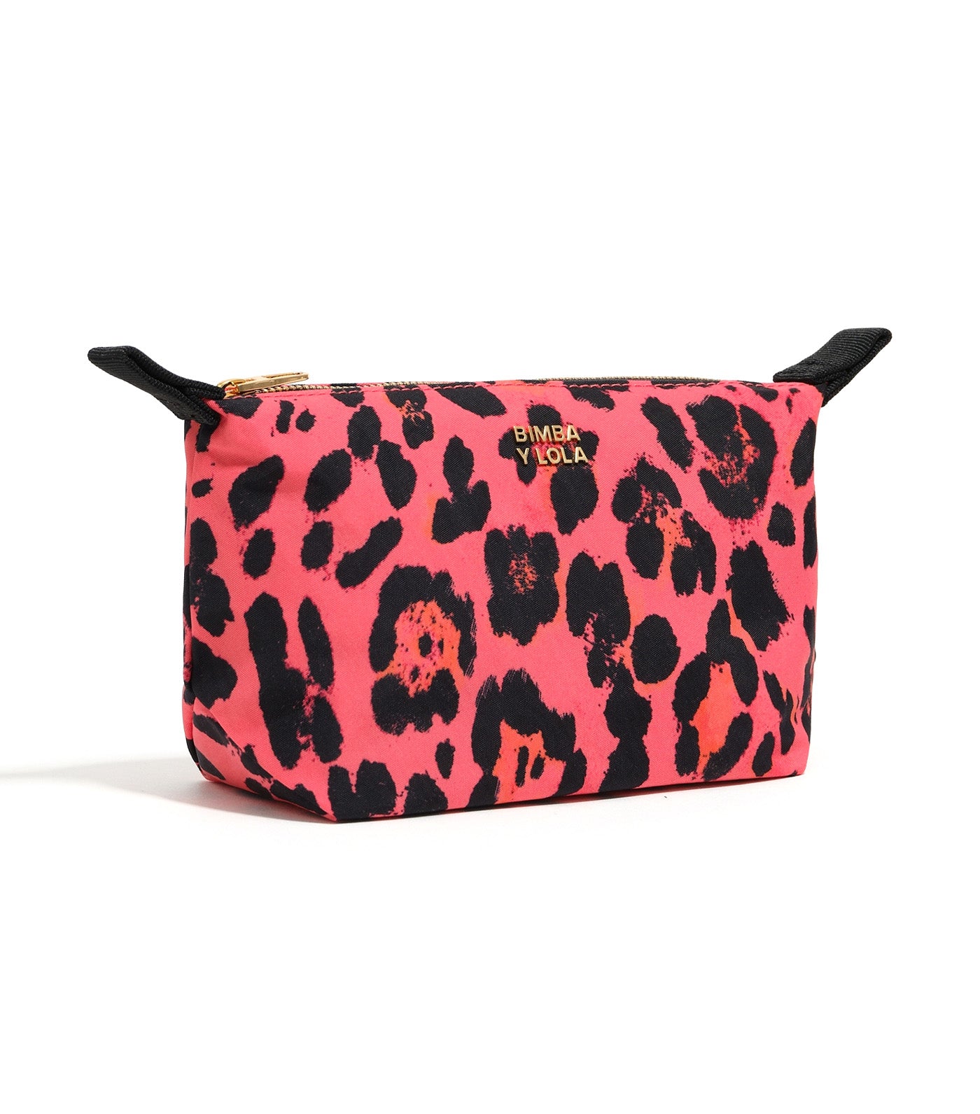 Nylon Make-Up Case Leopard Print Electric Pink