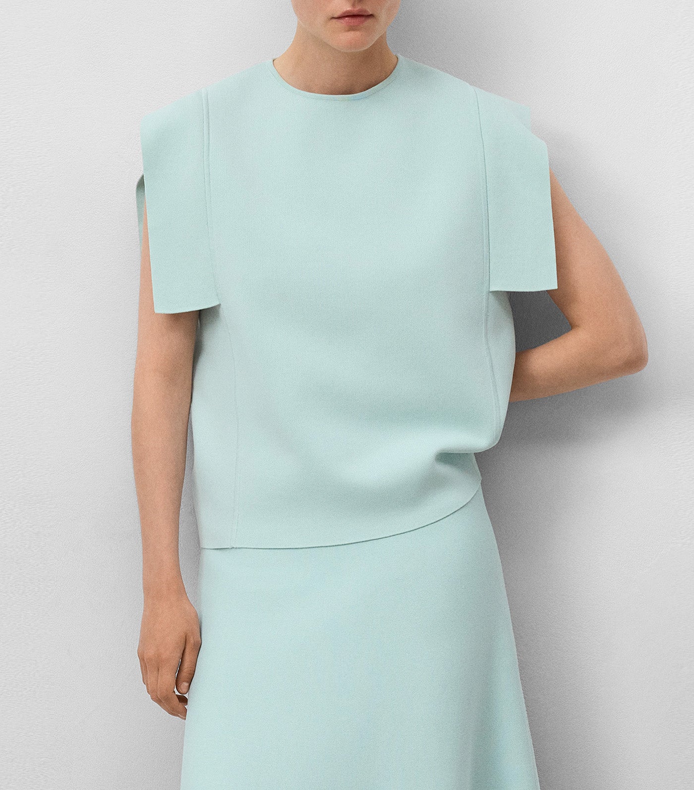 Knit Sweater with Side Panels Sea Water Green