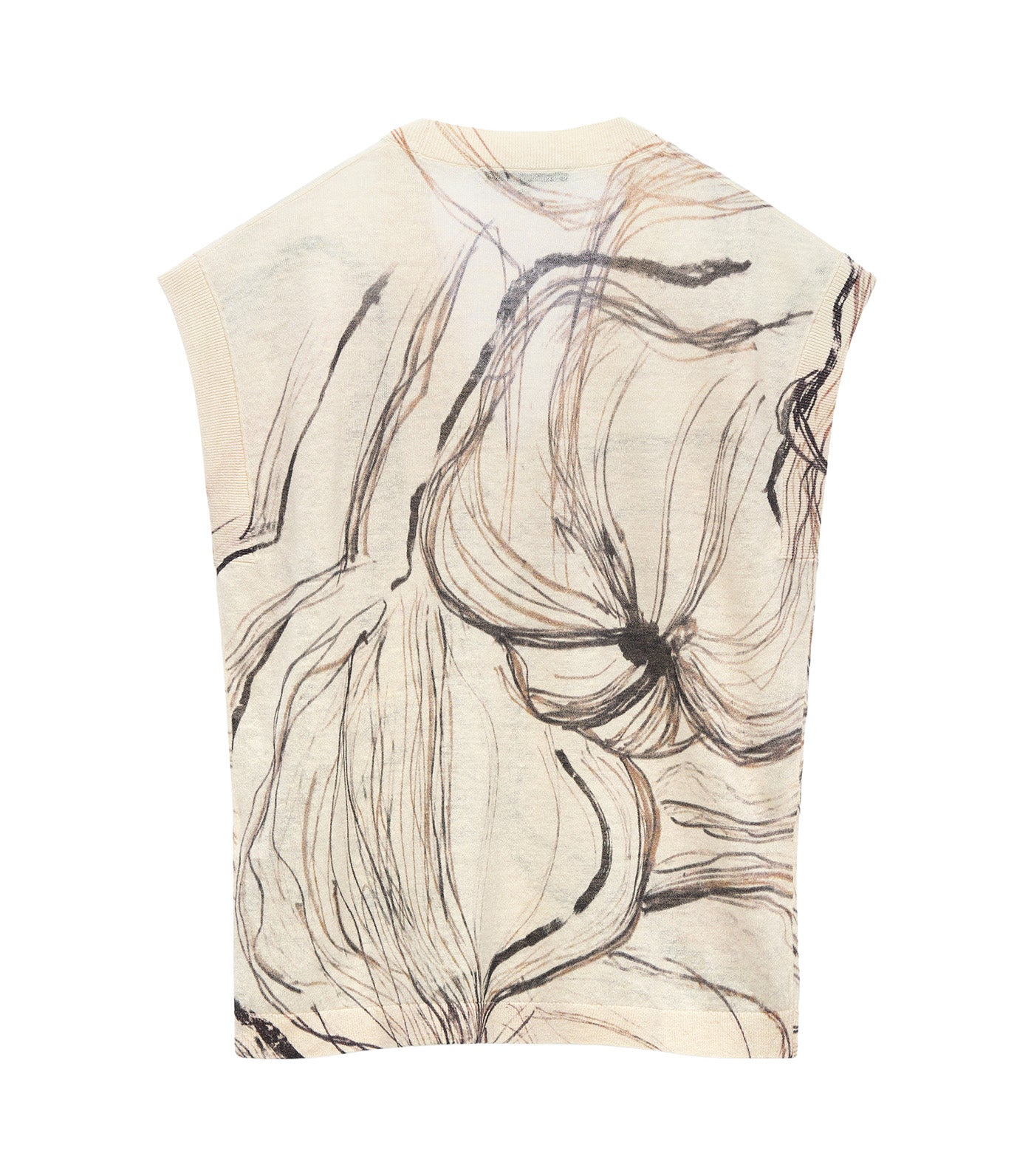 Printed Knit Top Black/Ecru