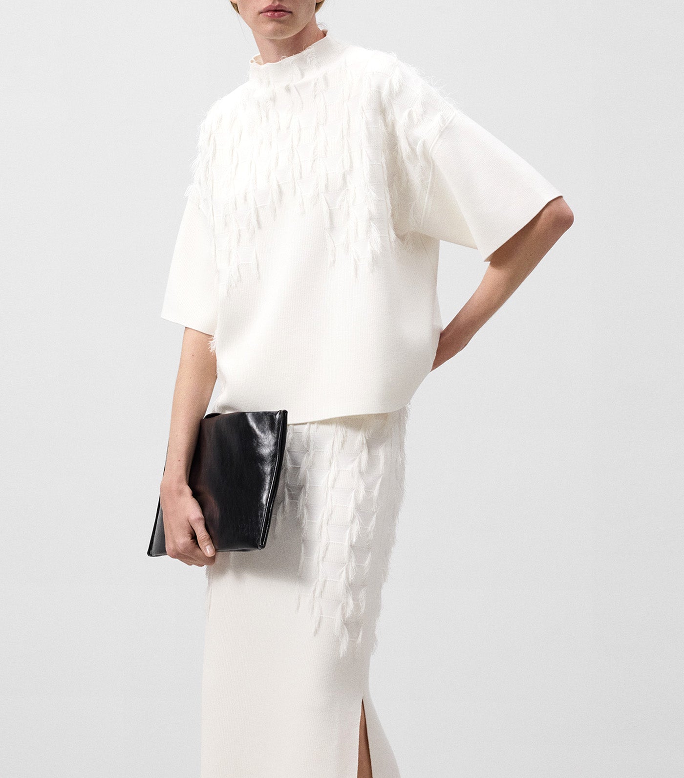 Fringe Detailing Sweater White