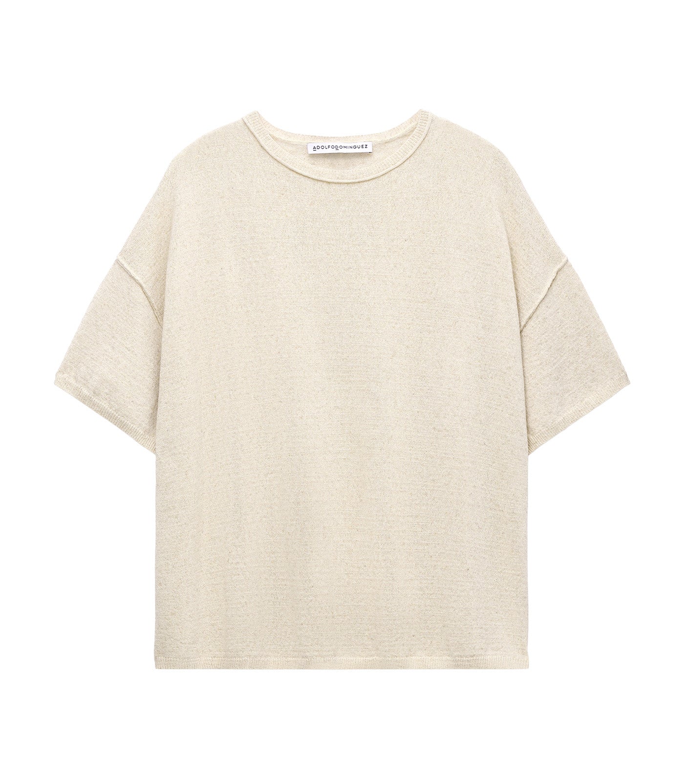 Short Sleeve Knit Sweater Sand Melange