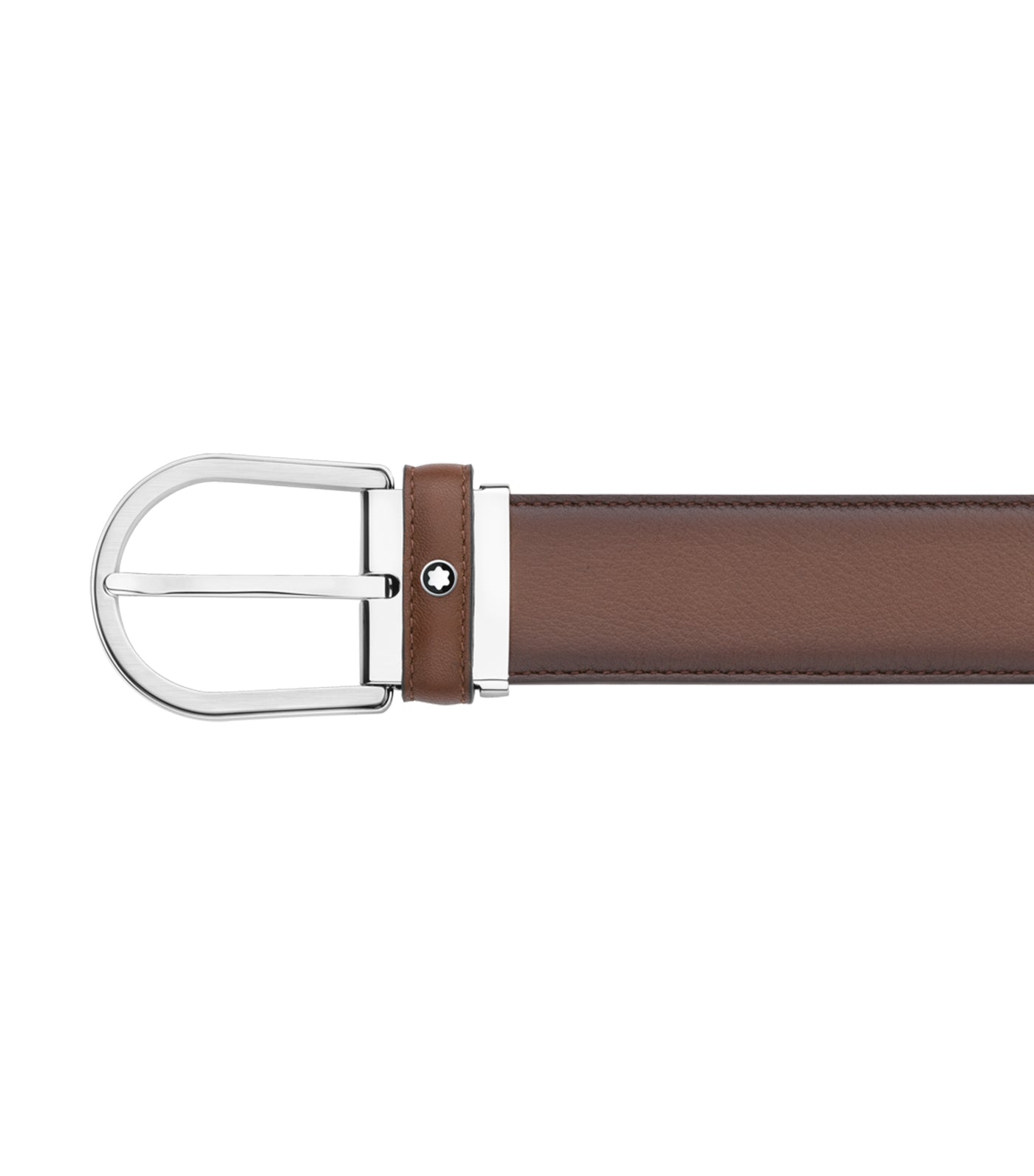 35mm Horseshoe Buckle Leather Belt Brown