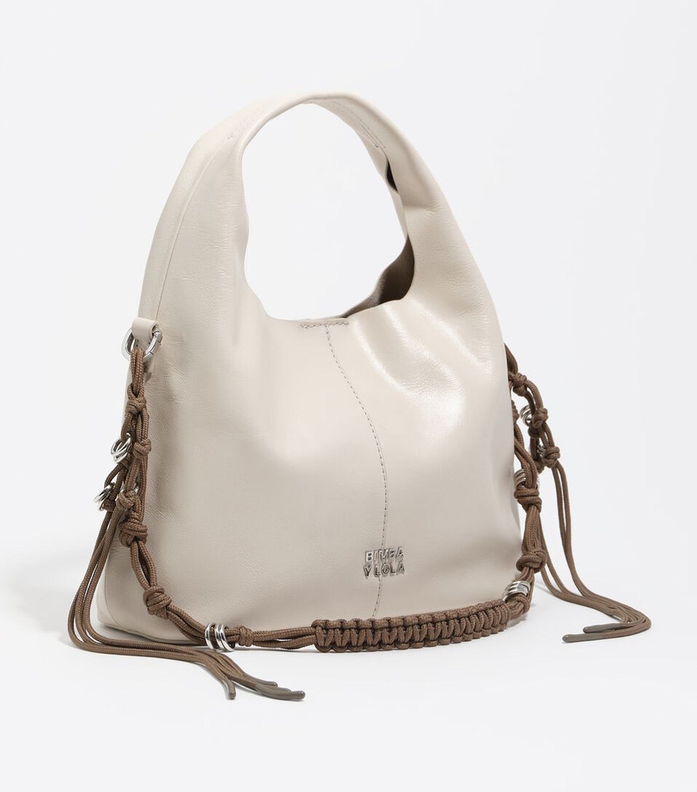 Small Leather Plaited Handle Paper Bag