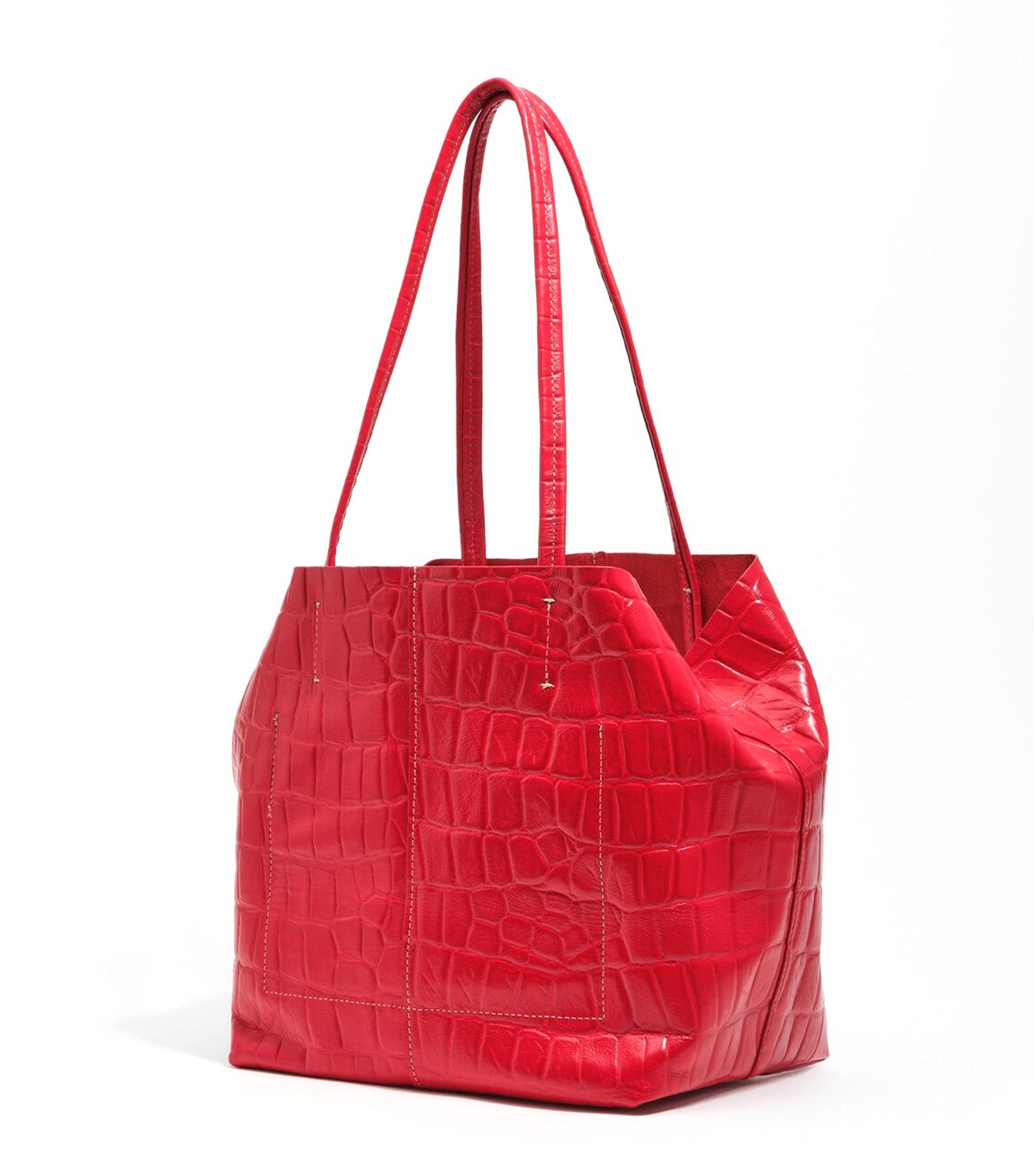 Leather Shopper Bag - Crocodile Embossed