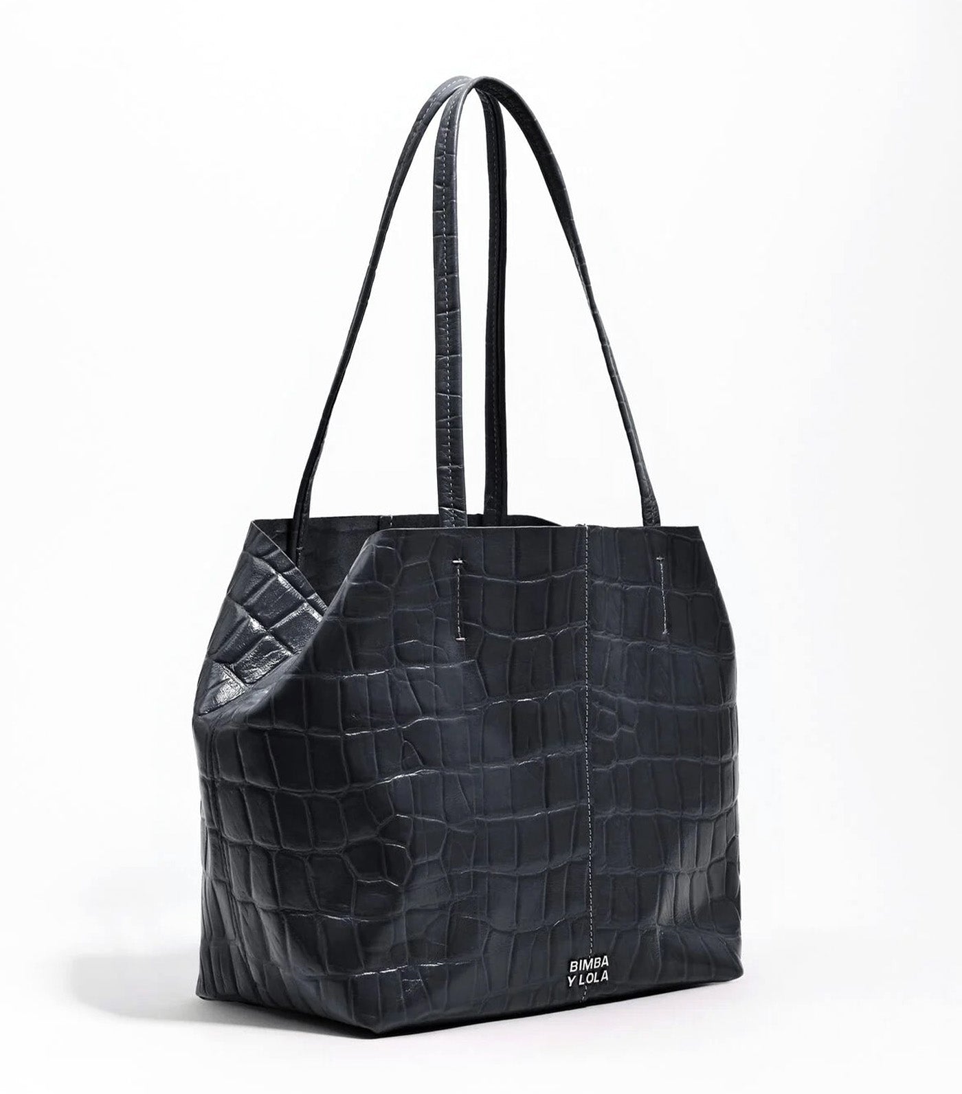 Leather Shopper Bag - Crocodile Embossed