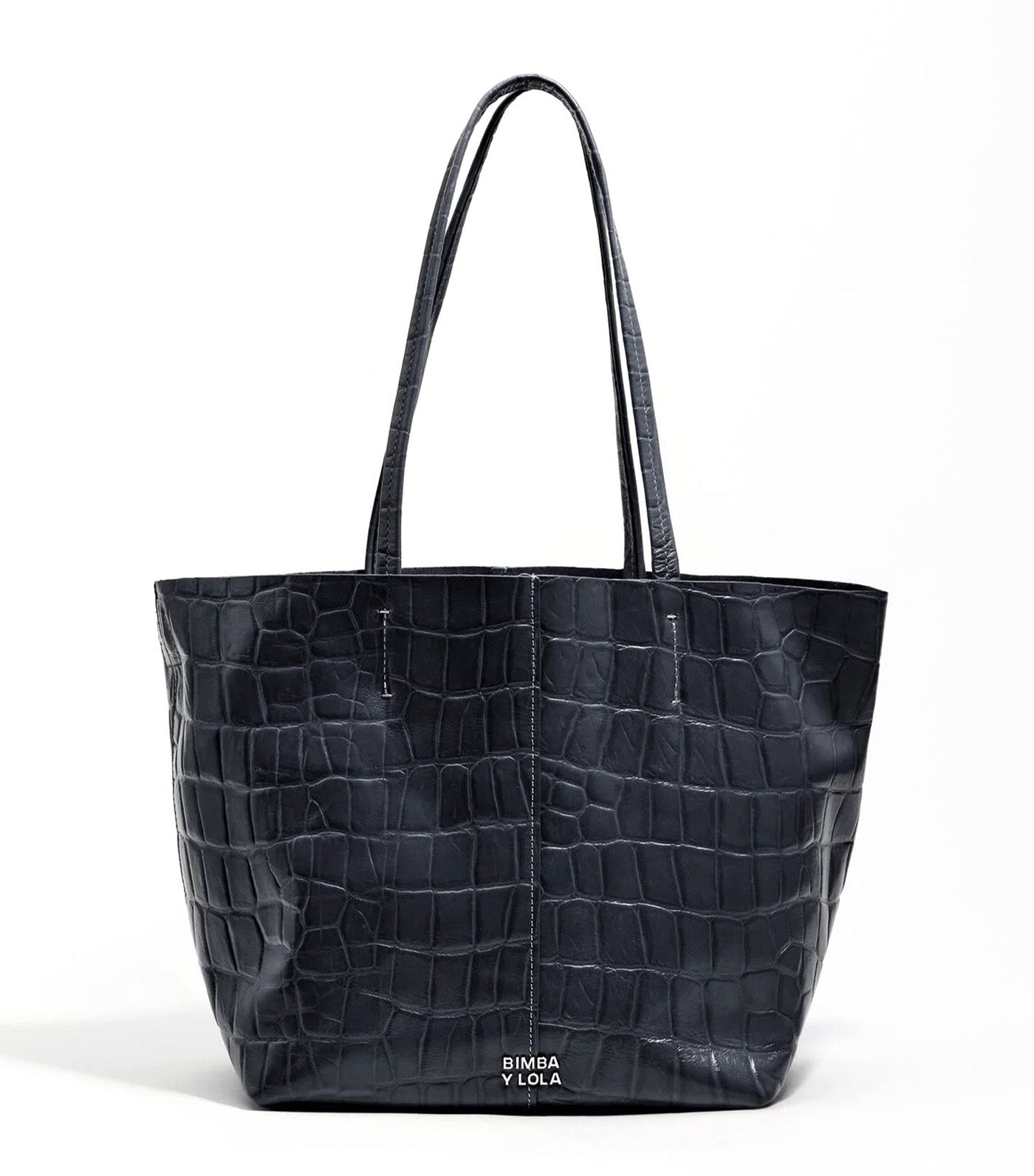 Leather Shopper Bag - Crocodile Embossed