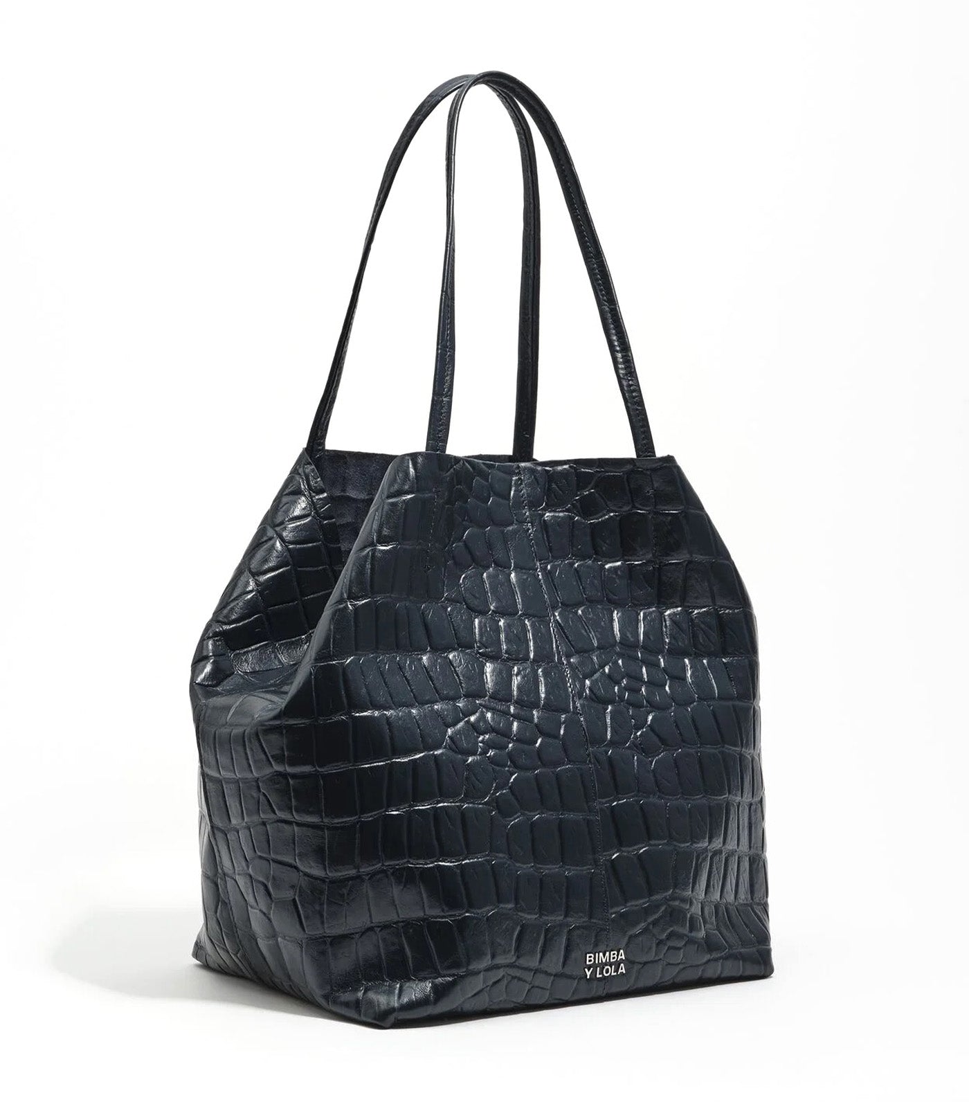 Leather Shopper Bag - Crocodile Embossed