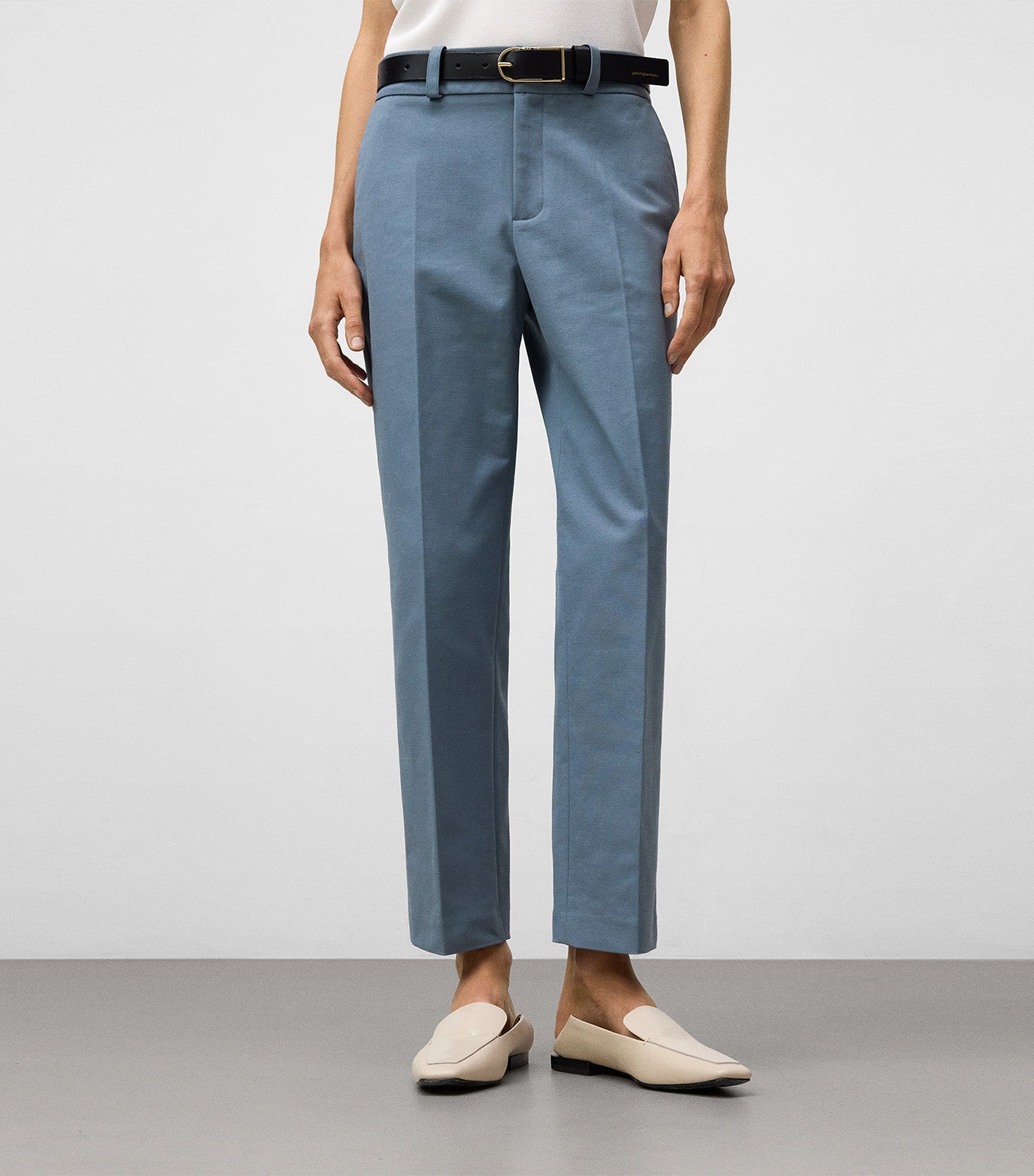 Adolfo Dominguez Skinny Fit Ankle-Length Trousers Blue/Gray