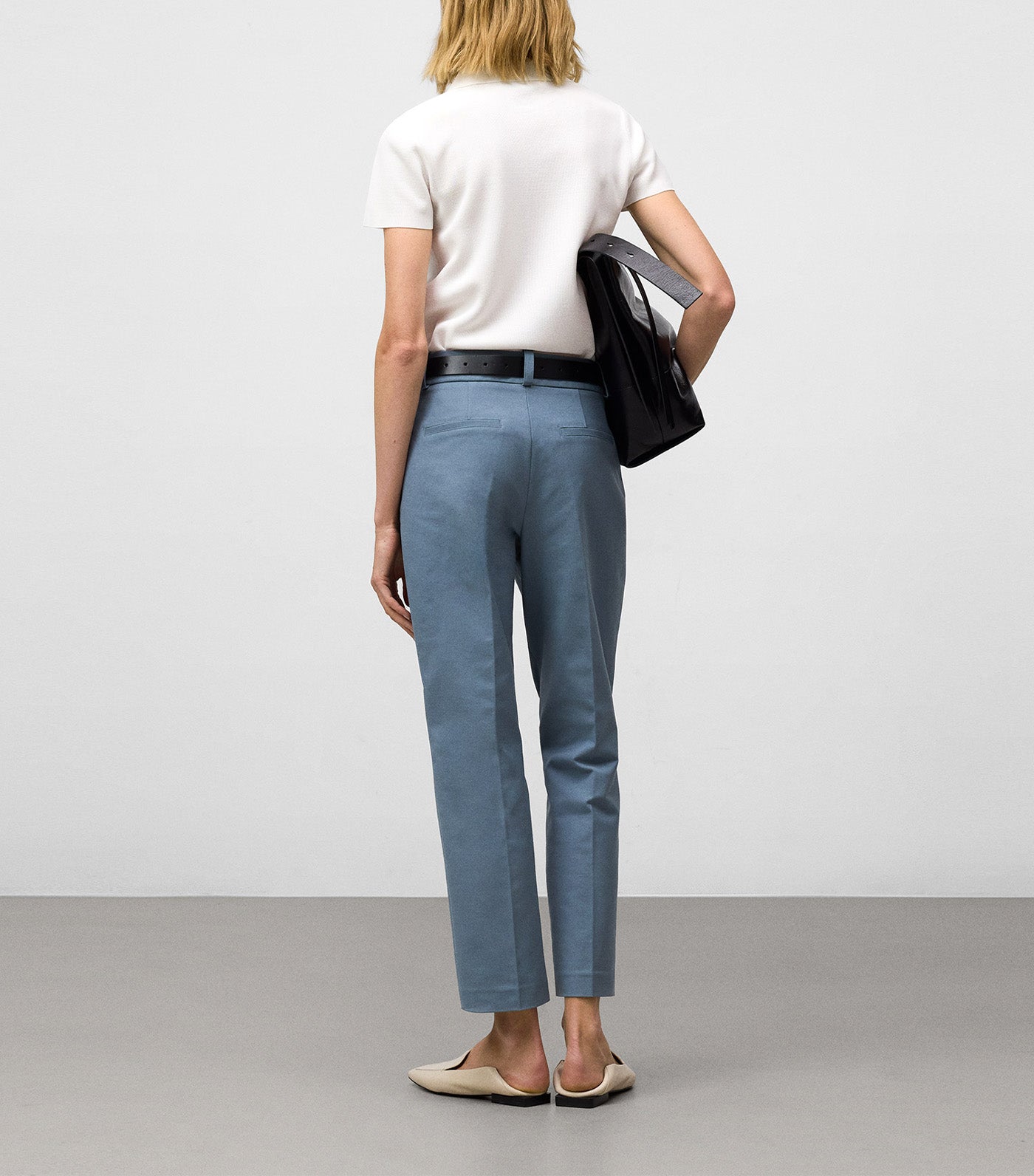 Adolfo Dominguez Skinny Fit Ankle-Length Trousers Blue/Gray