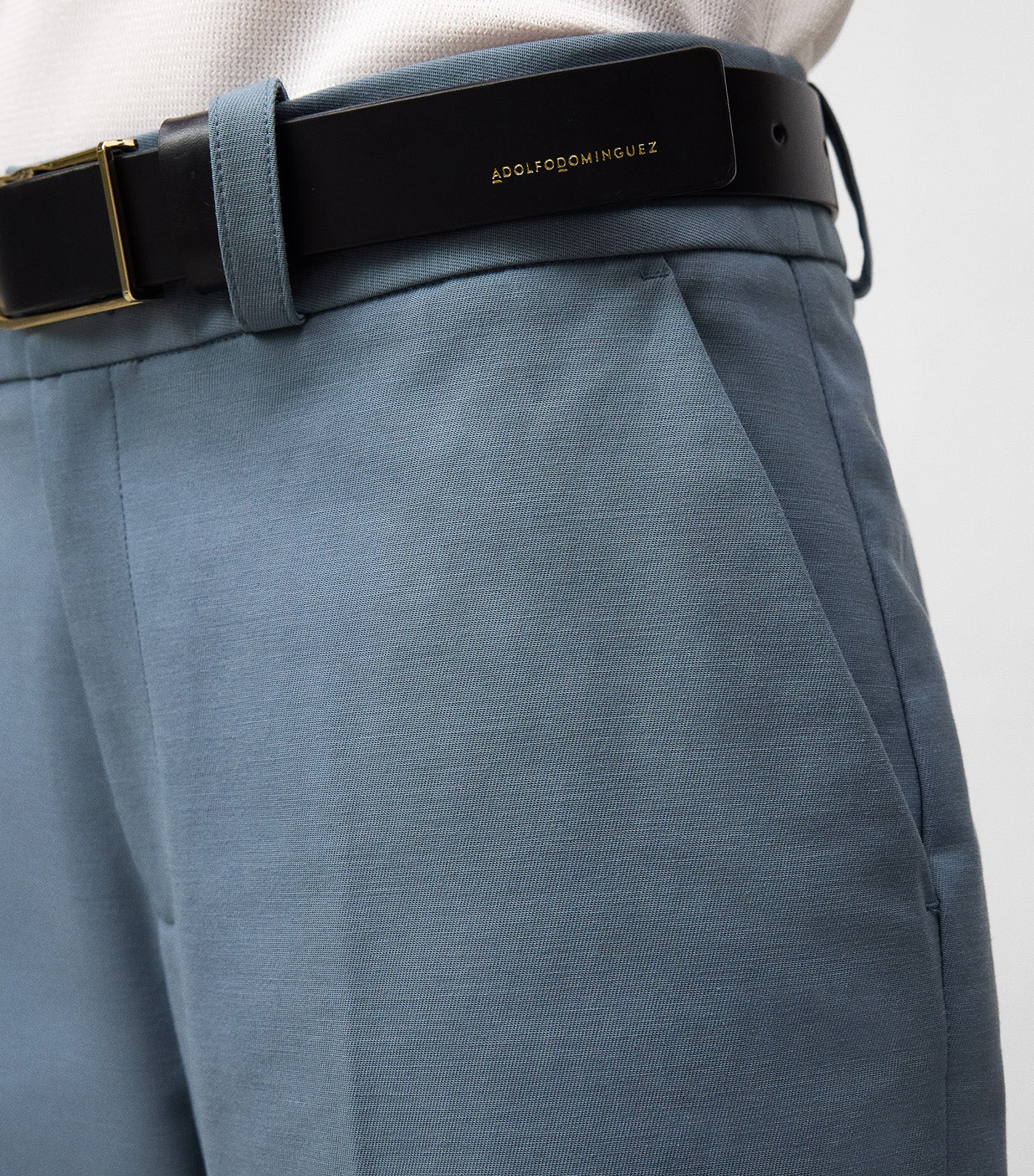 Adolfo Dominguez Skinny Fit Ankle-Length Trousers Blue/Gray