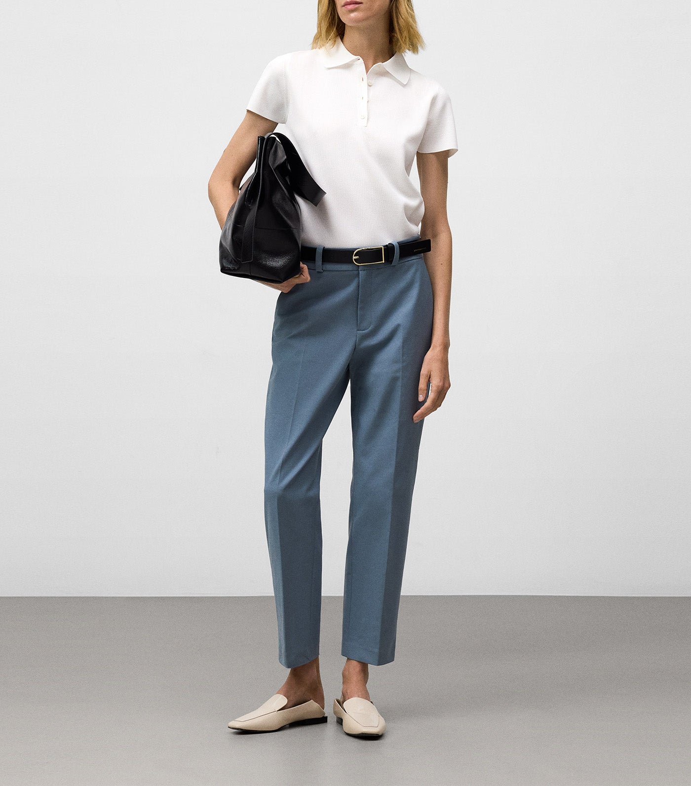 Adolfo Dominguez Skinny Fit Ankle-Length Trousers Blue/Gray