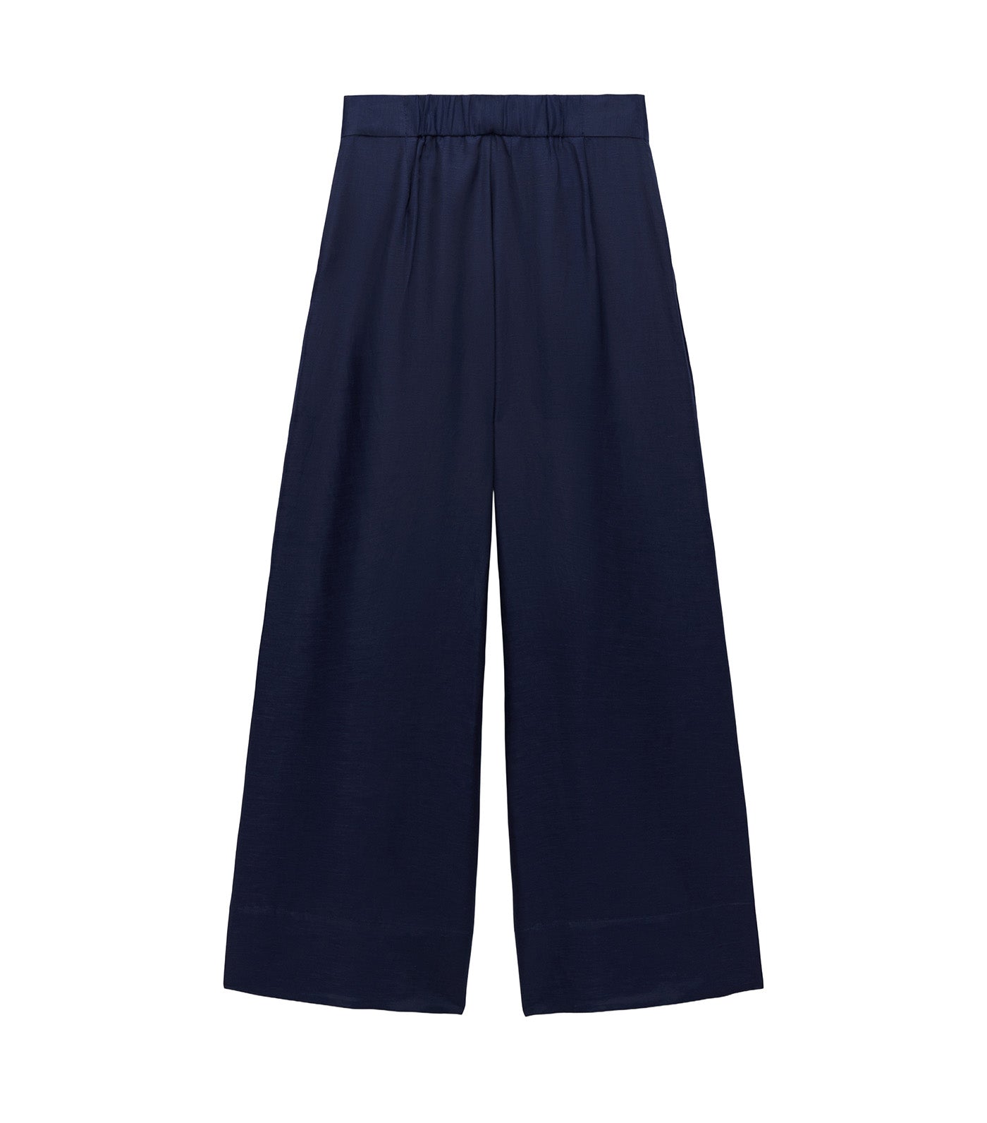 Double-Pleated Wide-Leg Trousers Navy Blue