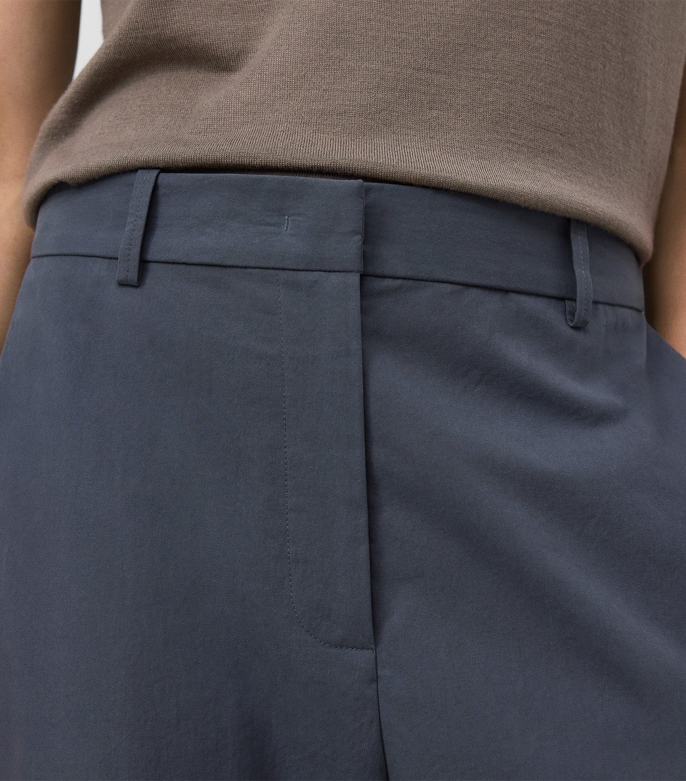 Adolfo Dominguez Organic Cotton Ankle-Length Trousers Dark Gray 