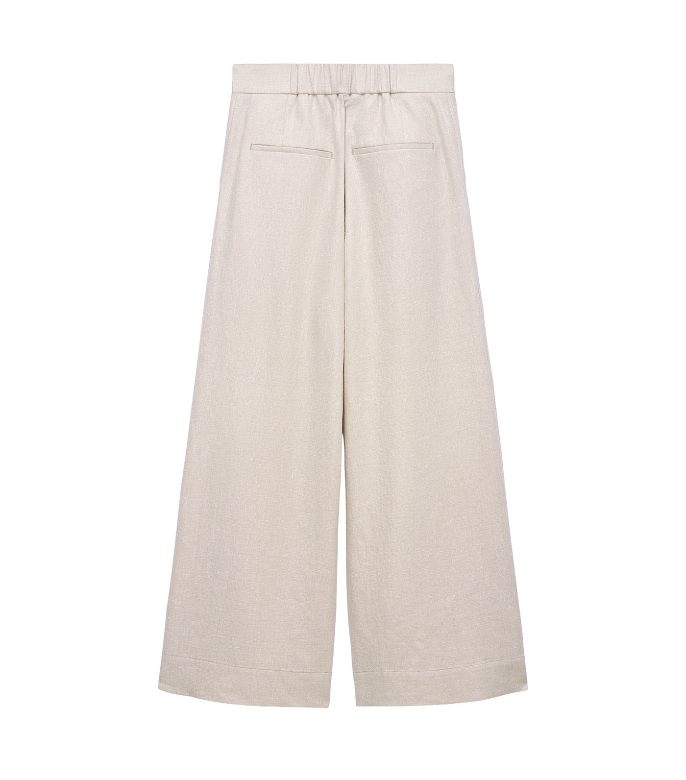 Double-Pleated Wide-Leg Trousers Beige