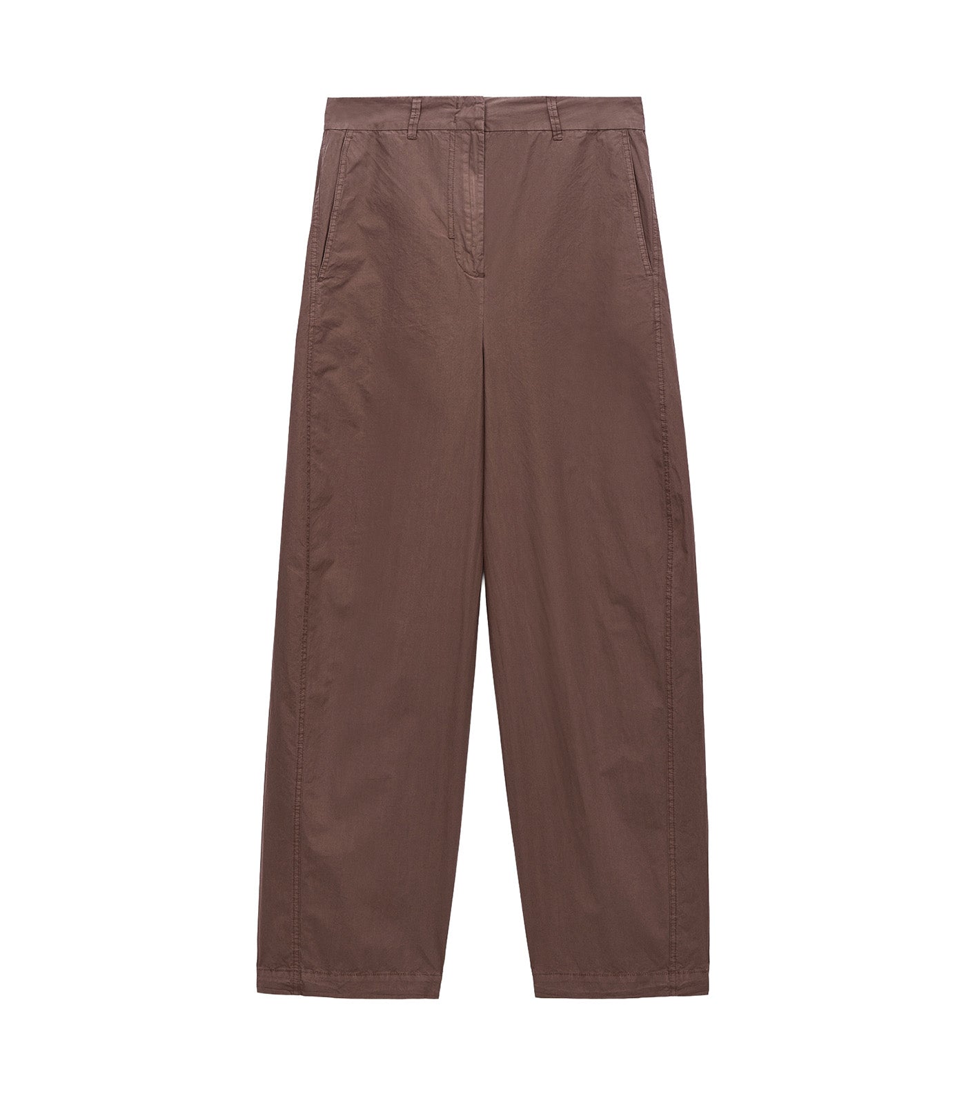 Organic Cotton Barrel Fit Trousers Brown