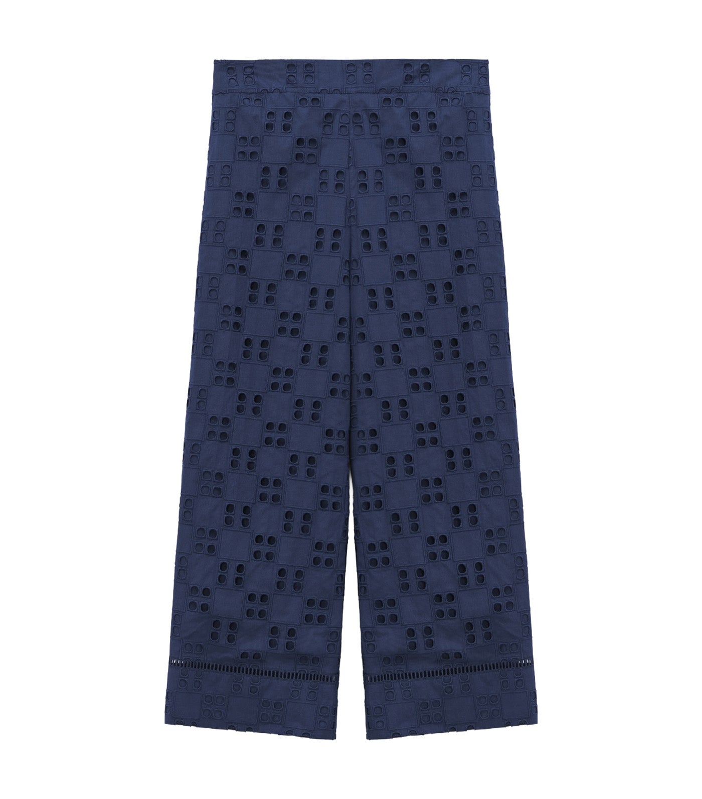 Poplin Trousers With English Embroidery Blue 