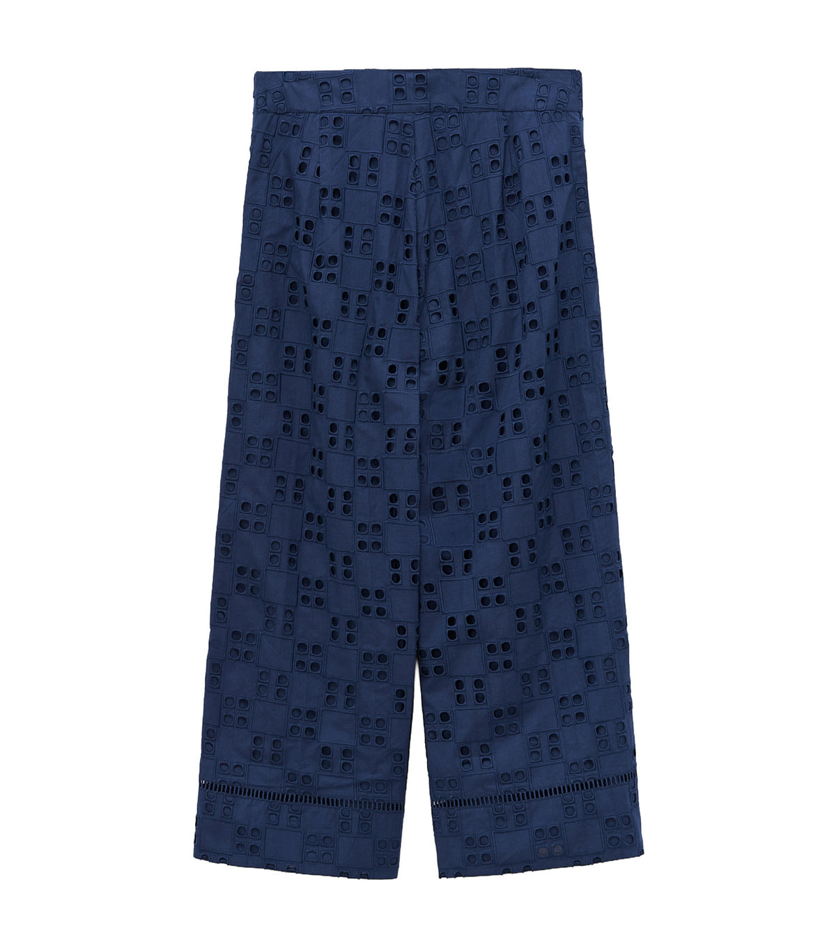 Poplin Trousers With English Embroidery Blue 