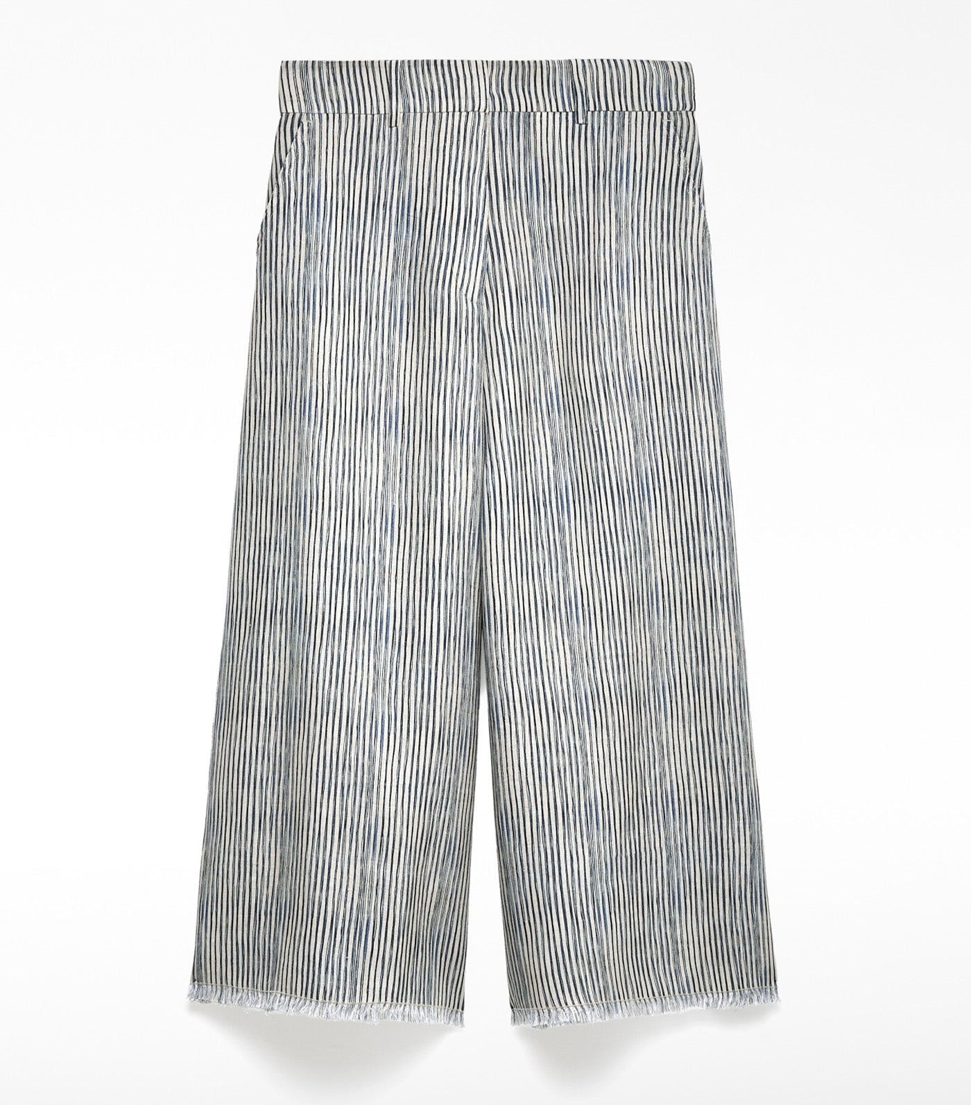 European Linen Culotte Trousers Blue Stripe