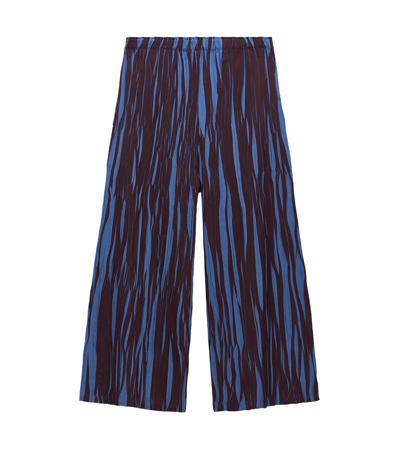 Two-Tone Irregular Pleated Trousers Blue Print