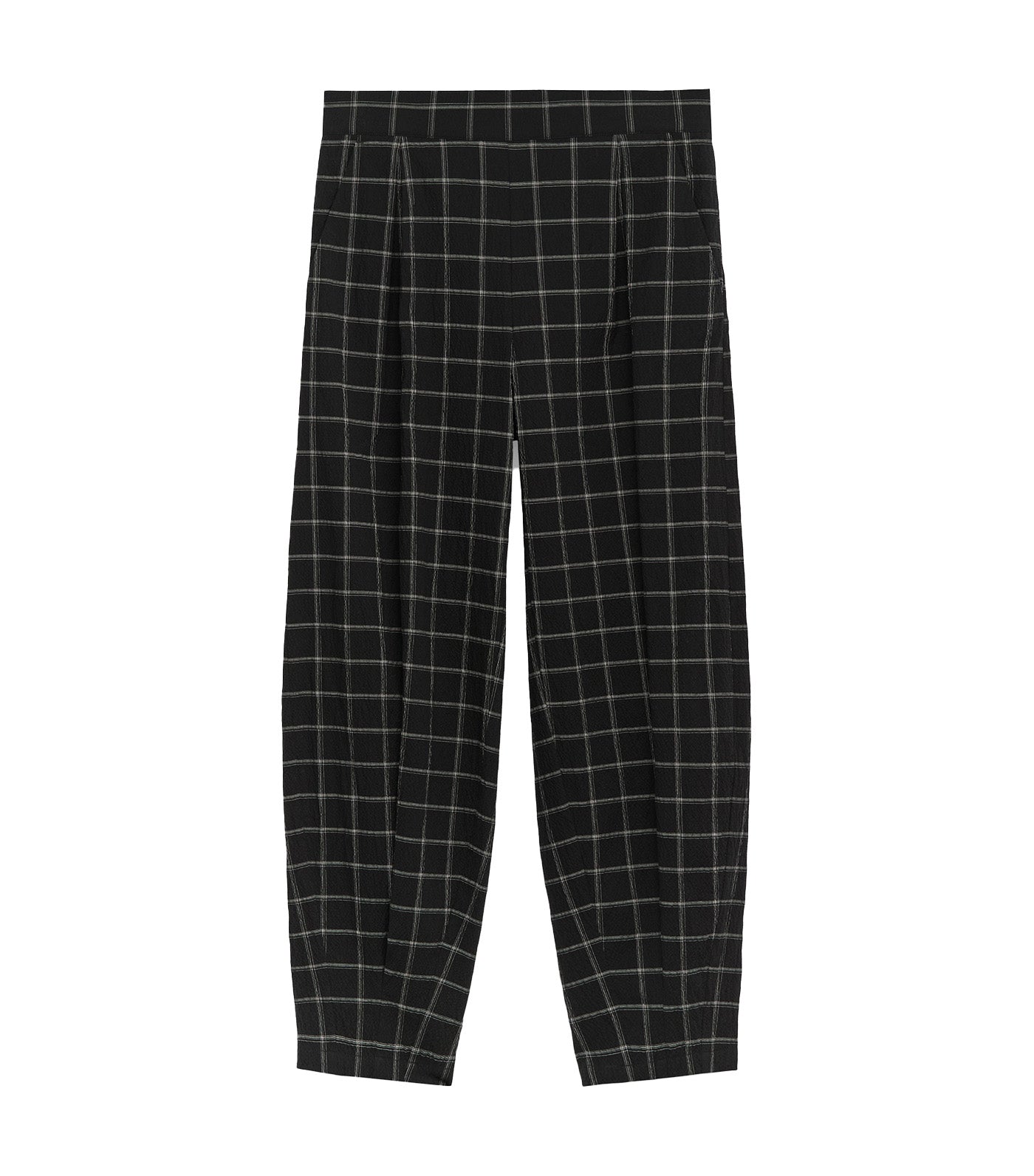 Adolfo Dominguez Organic Cotton Seersucker Checkered Trousers Black/White