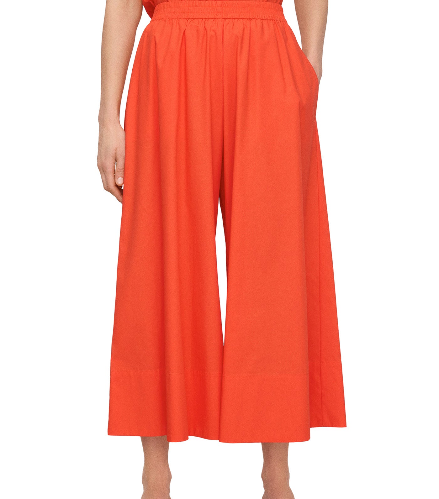 Wide-Leg Culotte Trousers Orange