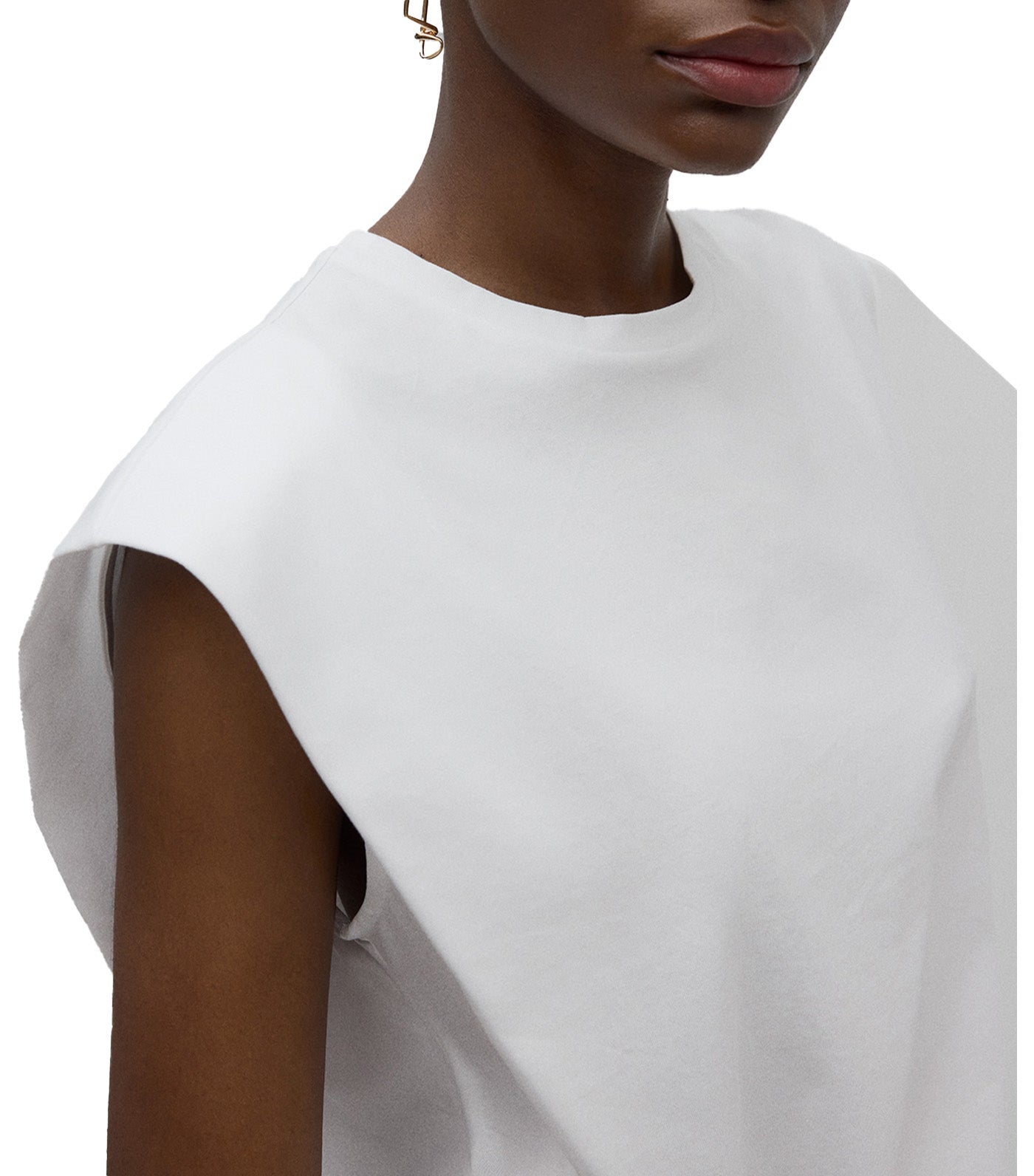 Asymmetrical Cotton T-Shirt Optic White