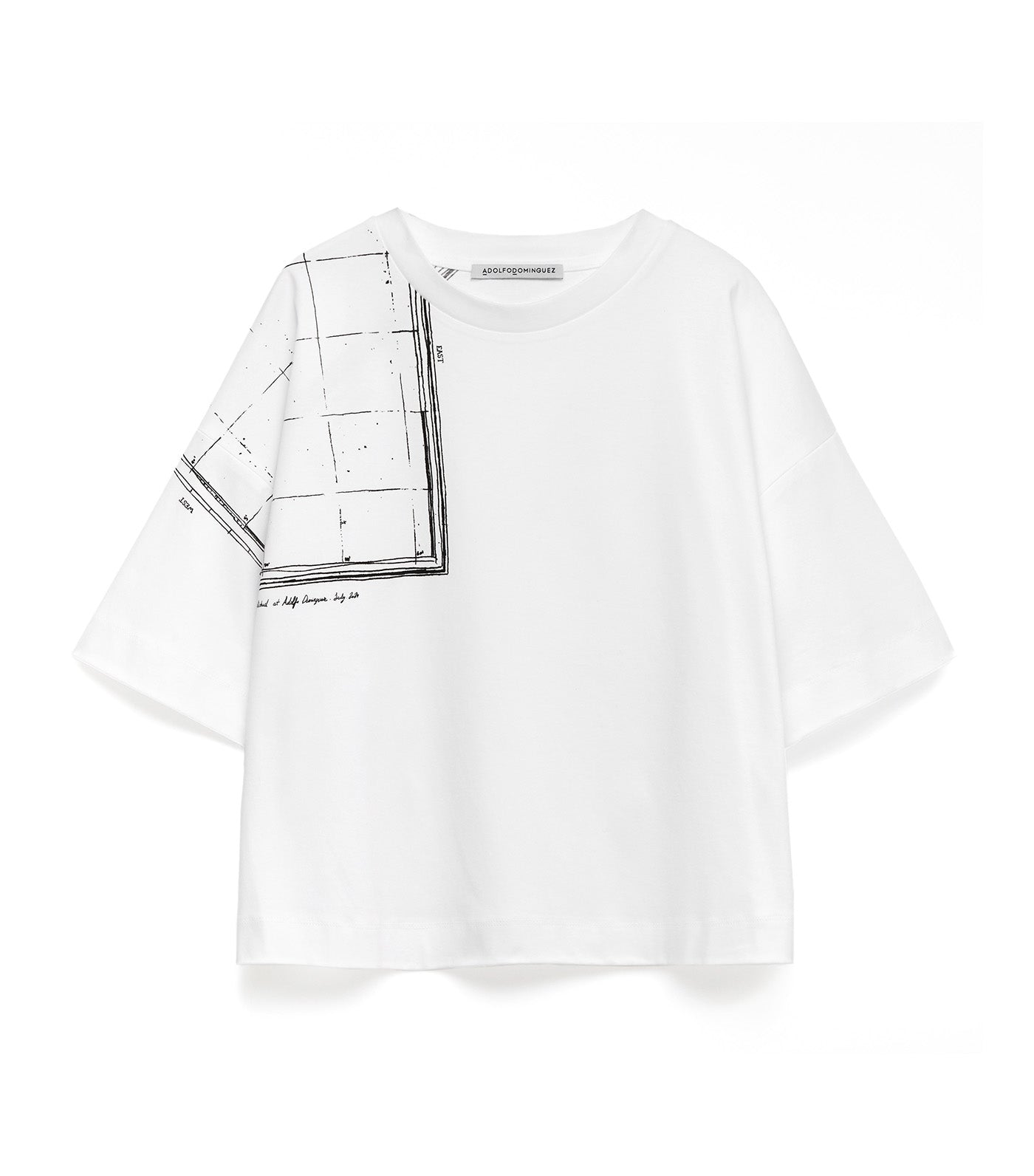 Map-Printed Cotton T-Shirt White