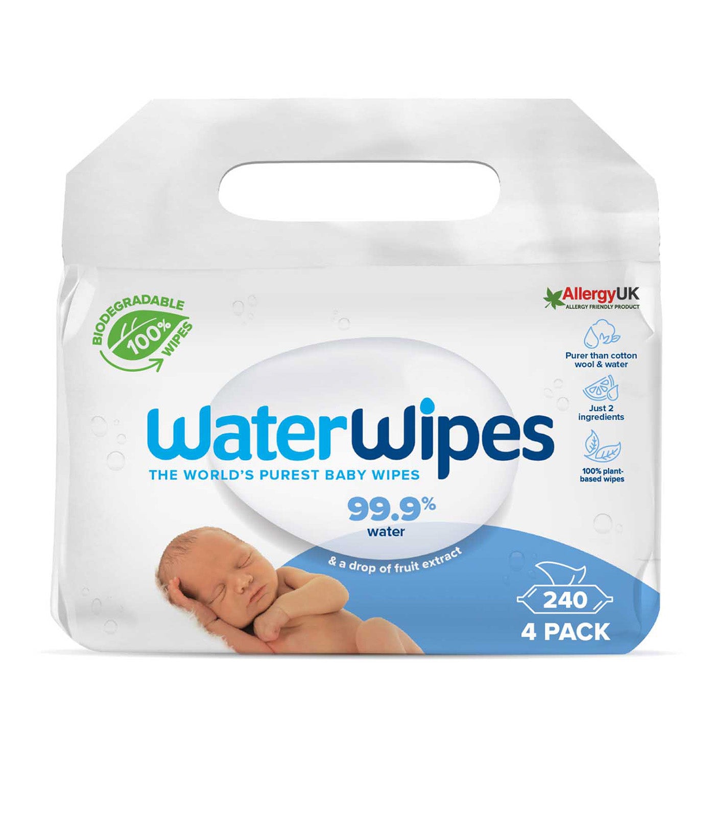 WaterWipes 4x60pk Biodegradable (240 wipes)