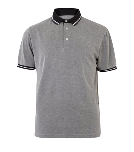 Textured Tipped Polo Shirt Grey