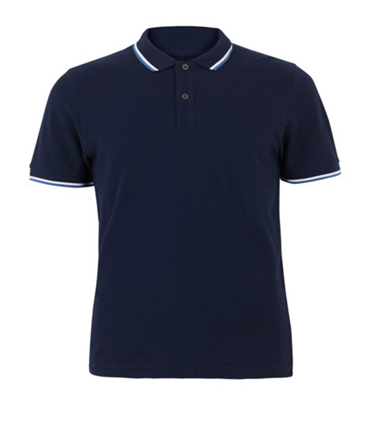 Pure Cotton Wide Tipped Polo Shirt Navy