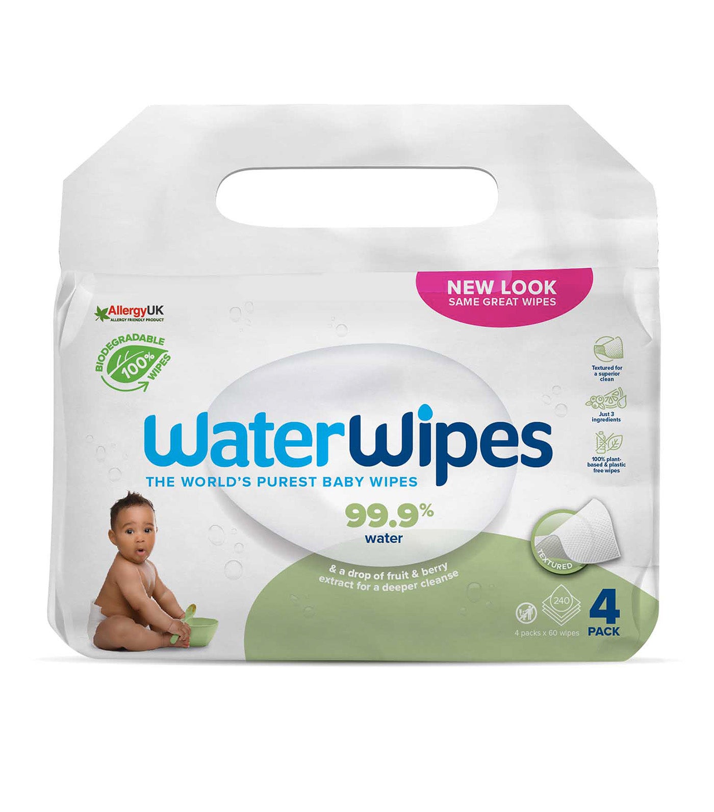 WaterWipes Soapberry 4x60pk Biodegradable (240 wipes)