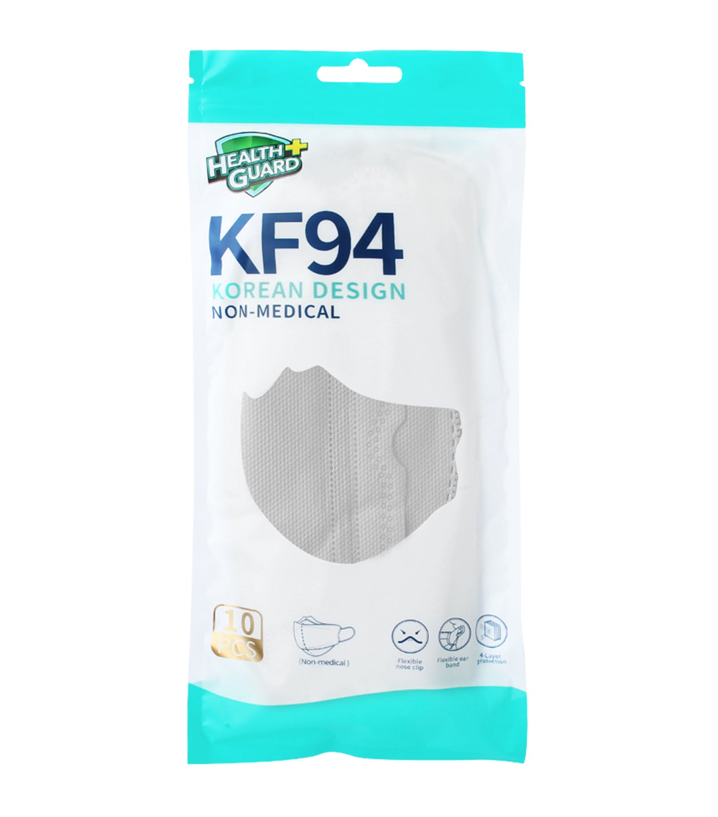 10-Piece Non-Medical Adult KF94 4 Layer Face Mask Set - Gray