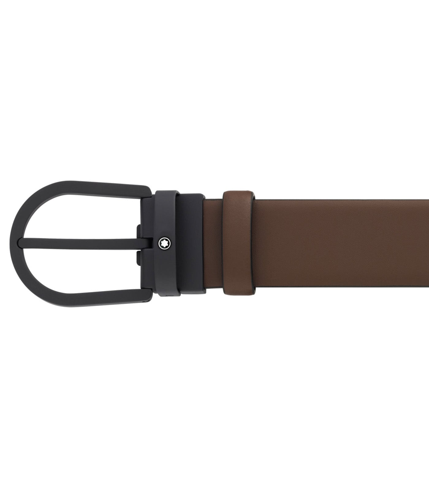 35mm Horseshoe Buckle Leather Belt Brown