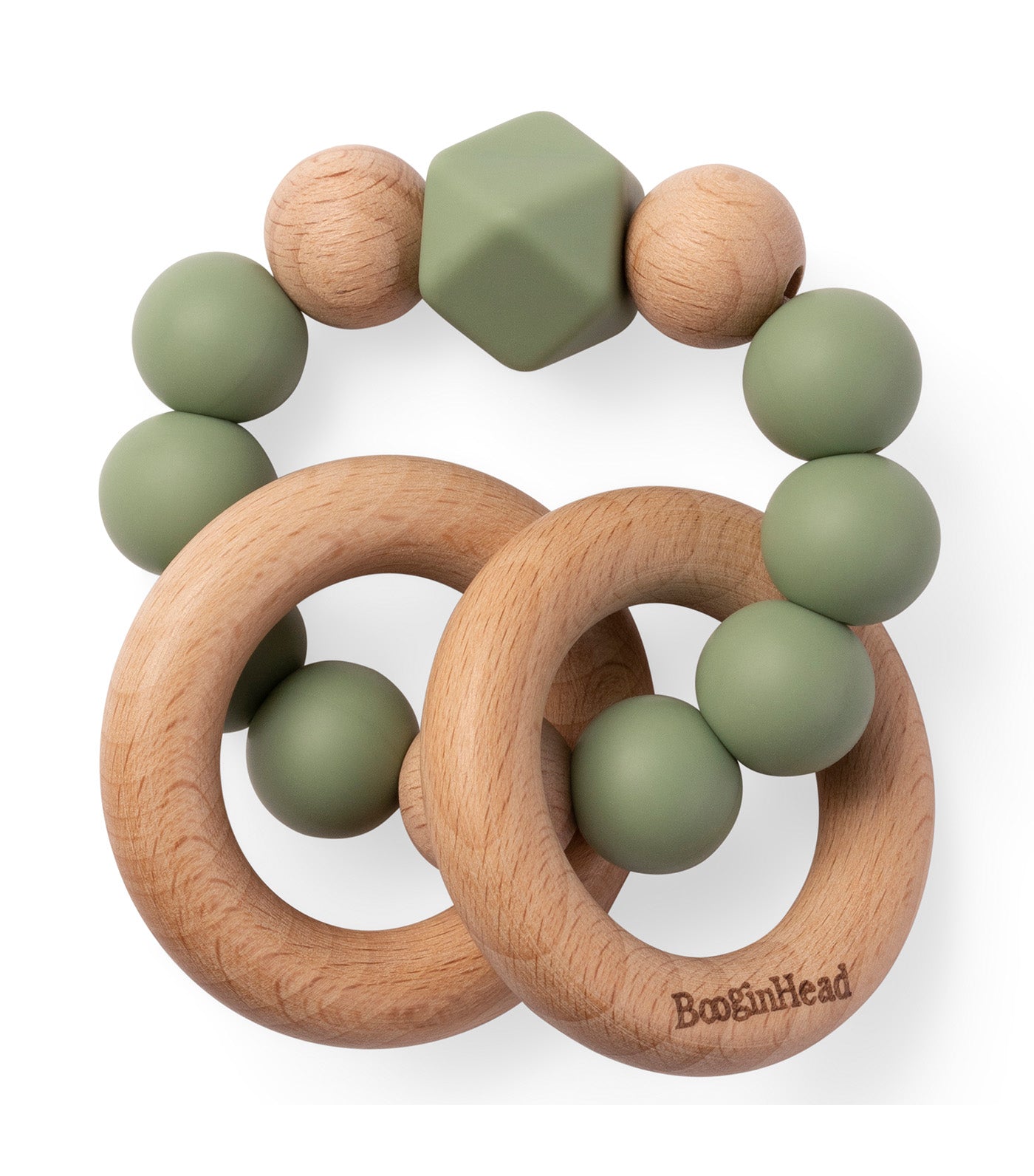 Beaded Silicone Wood Teething Rings