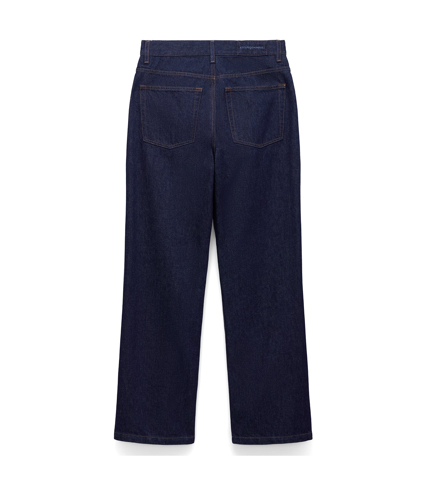 Cotton Denim Straight-Leg Trousers Navy Blue