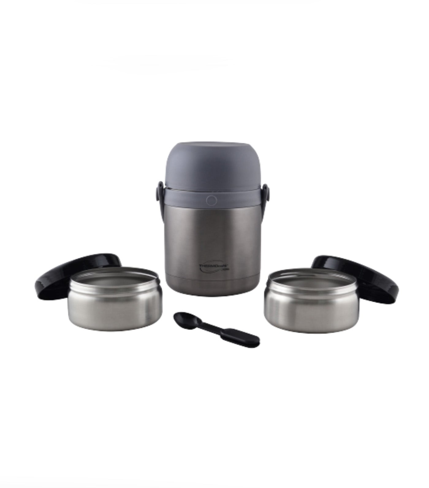 Lunch Box Stainless Steel Jar 1.2L with 2 Layered Containers Gray