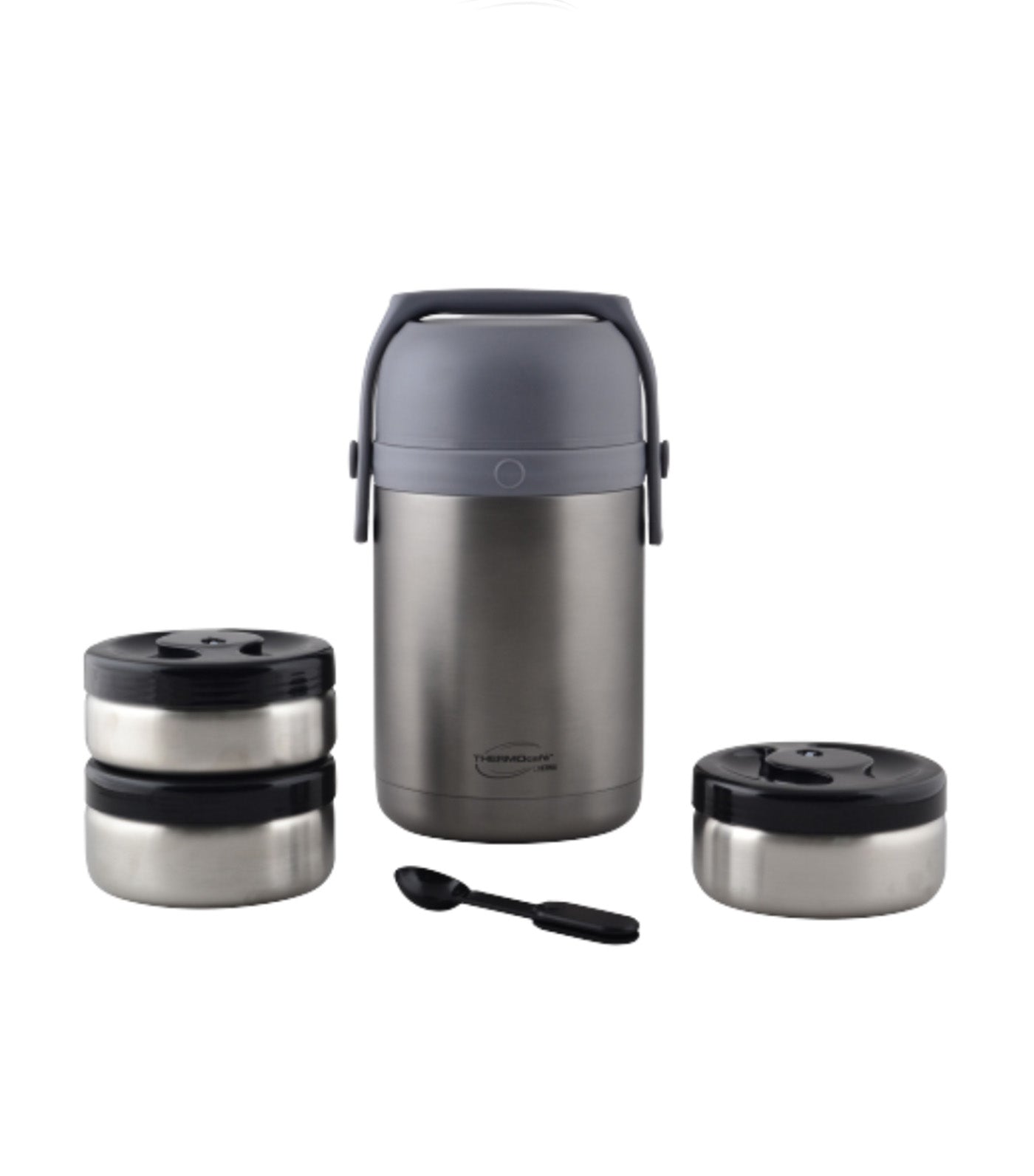 Lunch Box Stainless Steel Jar 1.8 with 3 Layered Containers Gray